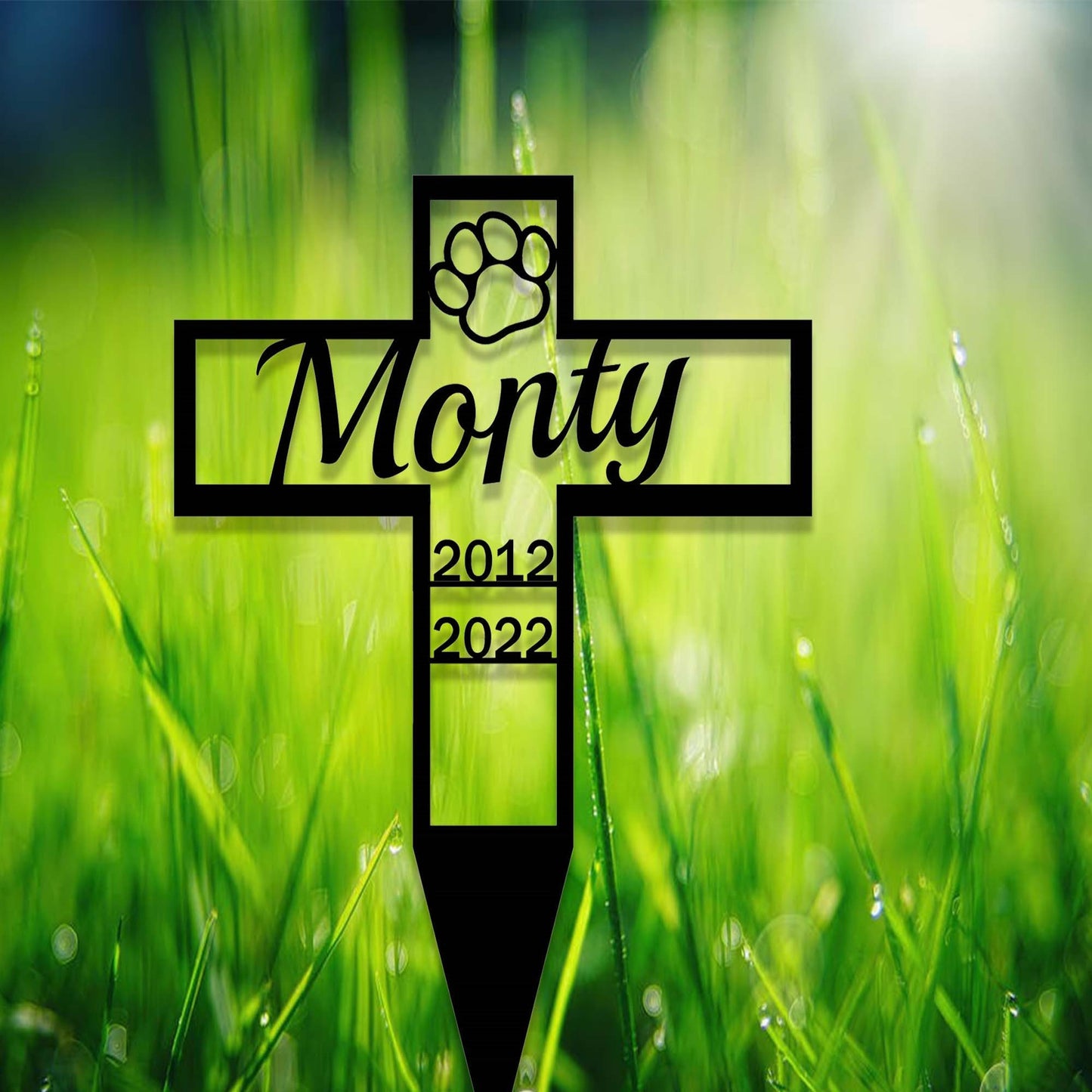 Custom Pet Memorial Cross Garden Stake,Personalized Grave Marker Stake,Pet Dog Memorial Cross Metal Sign,Yard Stake,Outdoor Garden Decor