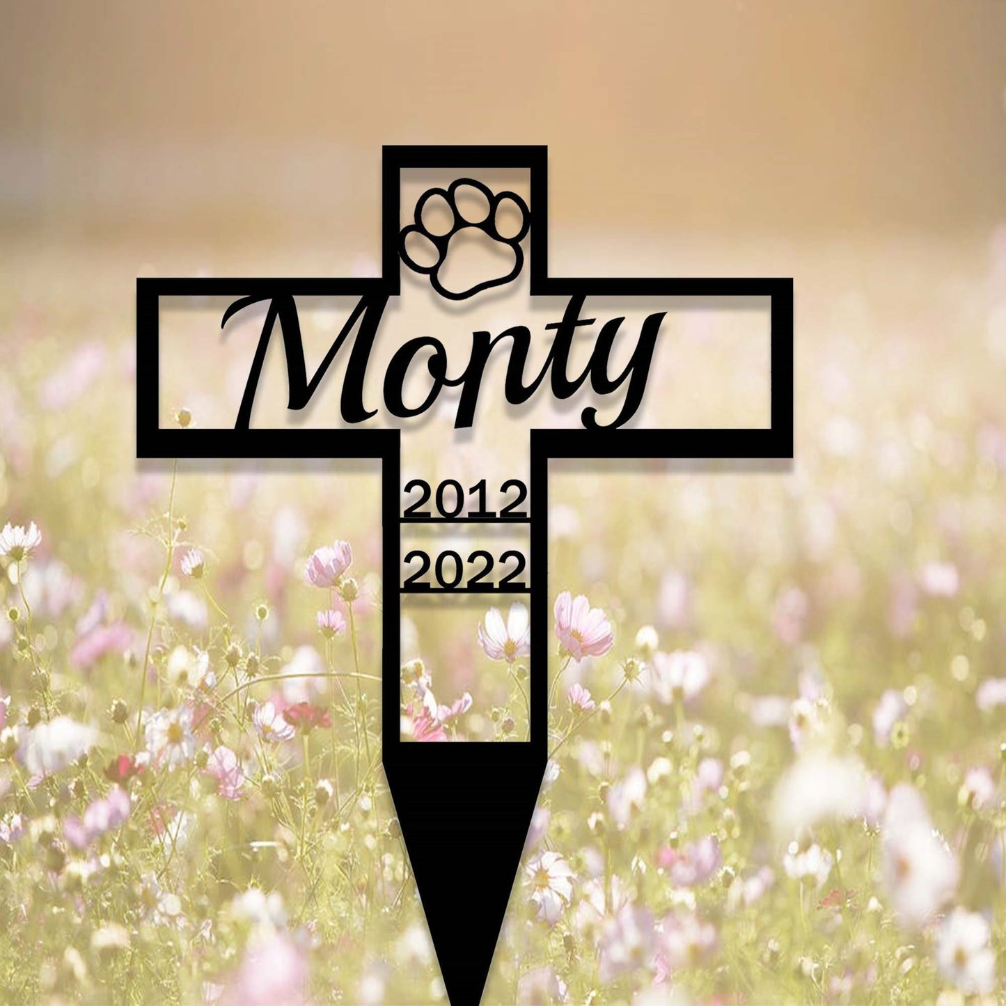 Custom Pet Memorial Cross Garden Stake,Personalized Grave Marker Stake,Pet Dog Memorial Cross Metal Sign,Yard Stake,Outdoor Garden Decor