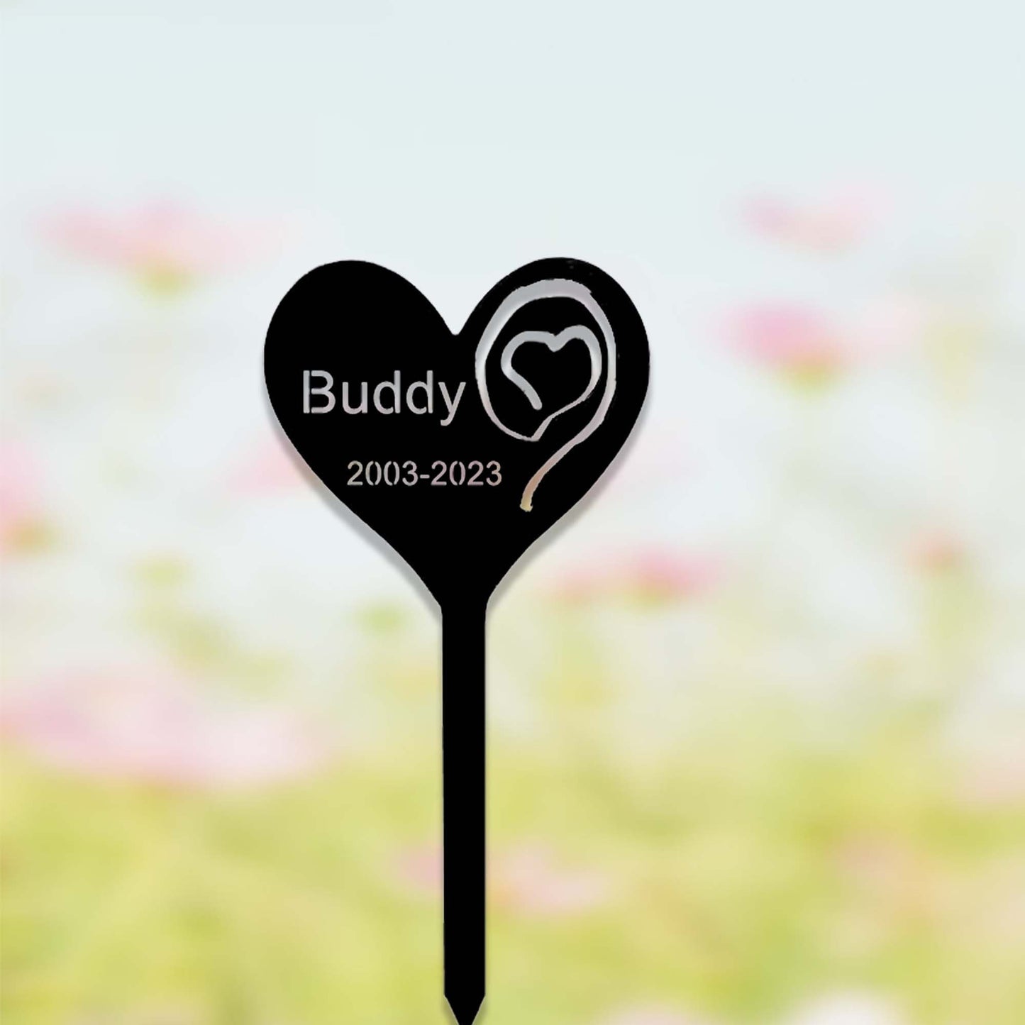 Custom Pet Memorial Garden Stake,Personalized Grave Marker Stake,Pet Cat Dog Memorial Metal Sign,Yard Stake,Outdoor Heart Garden Yard Decor