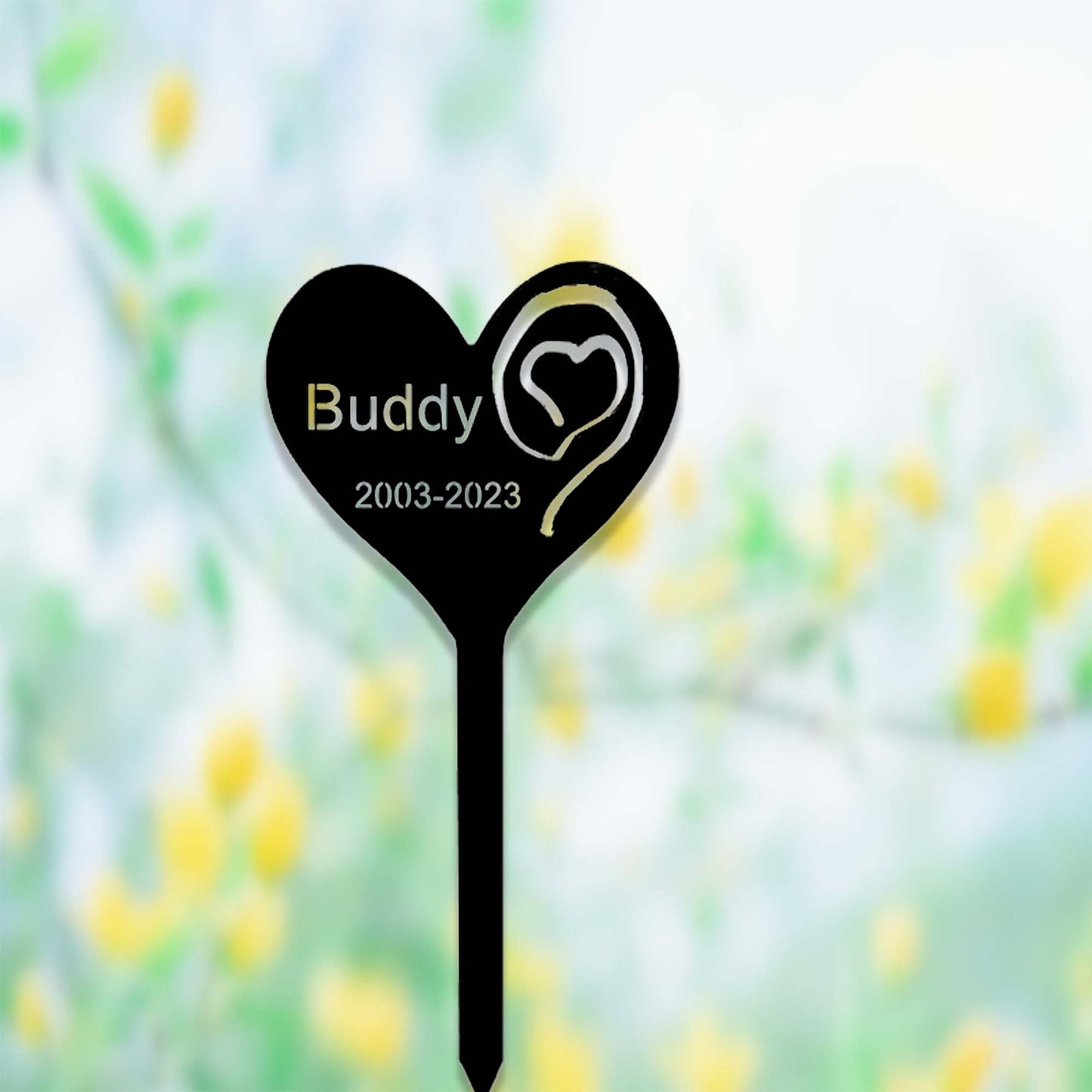 Custom Pet Memorial Garden Stake,Personalized Grave Marker Stake,Pet Cat Dog Memorial Metal Sign,Yard Stake,Outdoor Heart Garden Yard Decor