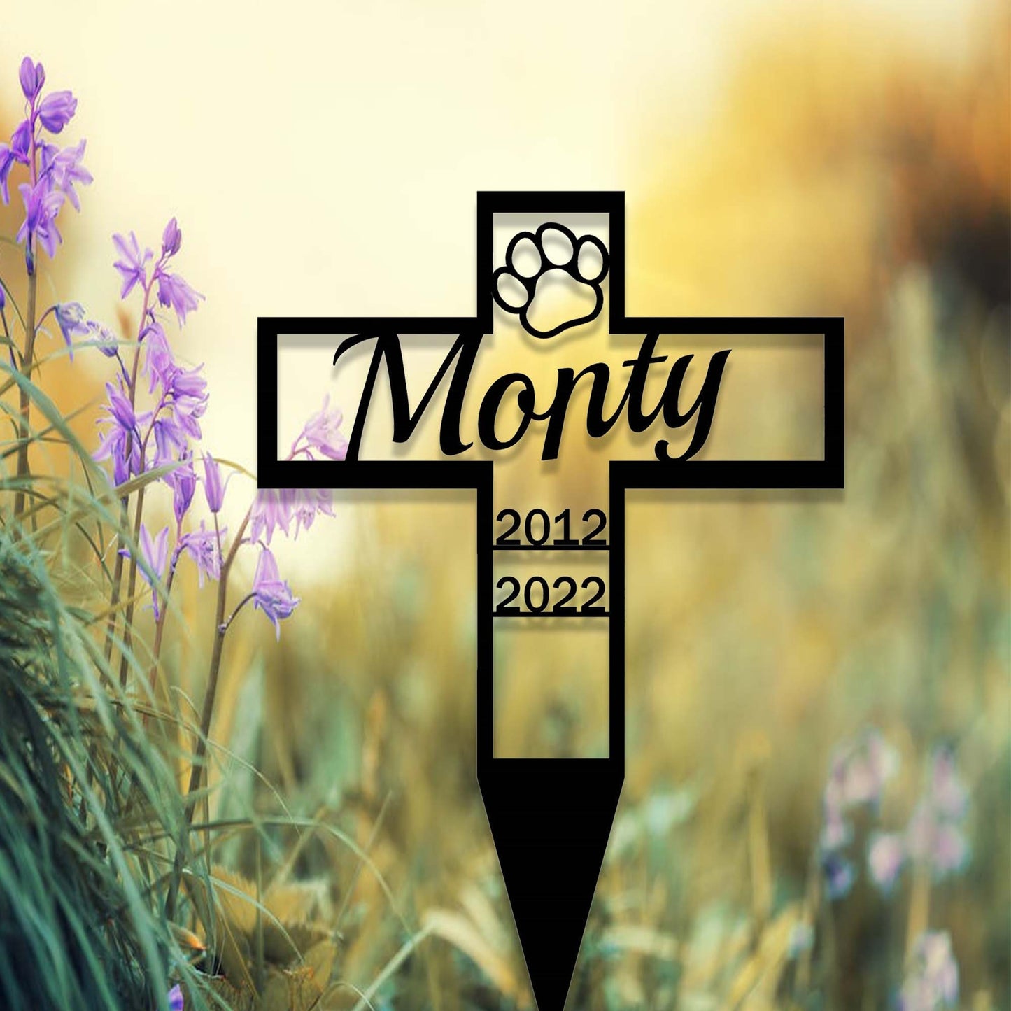 Custom Pet Memorial Cross Garden Stake,Personalized Grave Marker Stake,Pet Dog Memorial Cross Metal Sign,Yard Stake,Outdoor Garden Decor