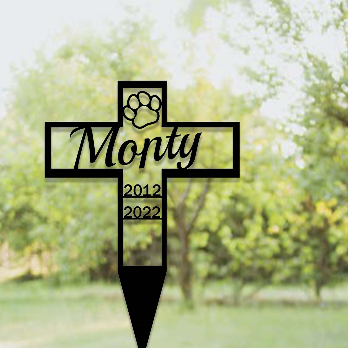 Custom Pet Memorial Cross Garden Stake,Personalized Grave Marker Stake,Pet Dog Memorial Cross Metal Sign,Yard Stake,Outdoor Garden Decor