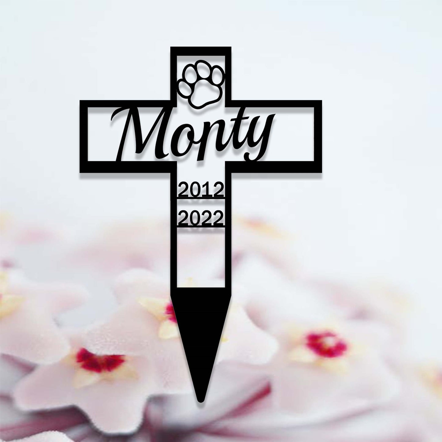 Custom Pet Memorial Cross Garden Stake,Personalized Grave Marker Stake,Pet Dog Memorial Cross Metal Sign,Yard Stake,Outdoor Garden Decor