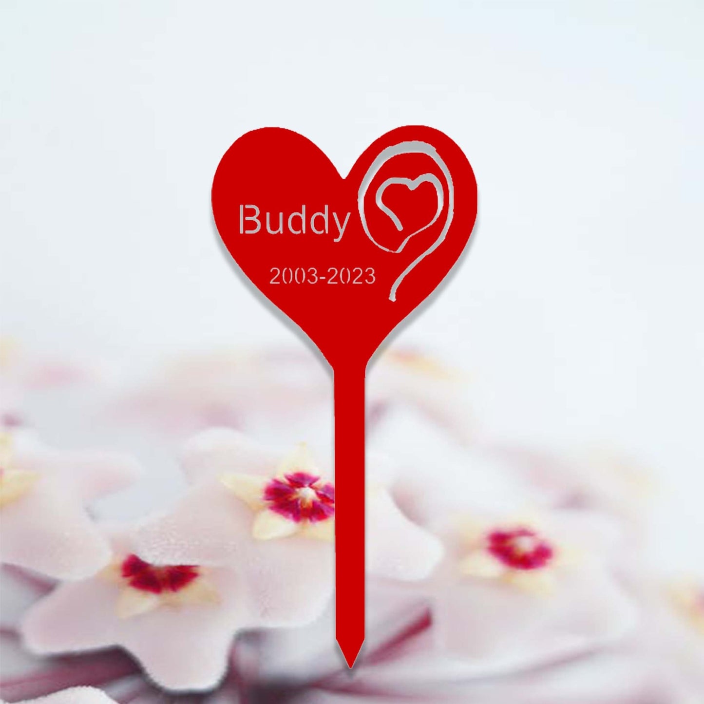 Custom Pet Memorial Garden Stake,Personalized Grave Marker Stake,Pet Cat Dog Memorial Metal Sign,Yard Stake,Outdoor Heart Garden Yard Decor