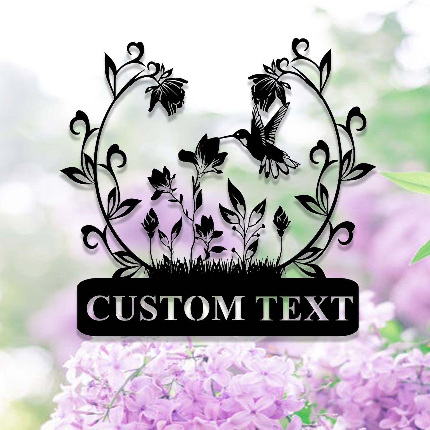 Personalized Gardening Gift,Custom Hummingbird Flower Garden Sign,Floral Hummingbird Garden Decor,Garden Wall Art,Florists Gift,Yard Sign