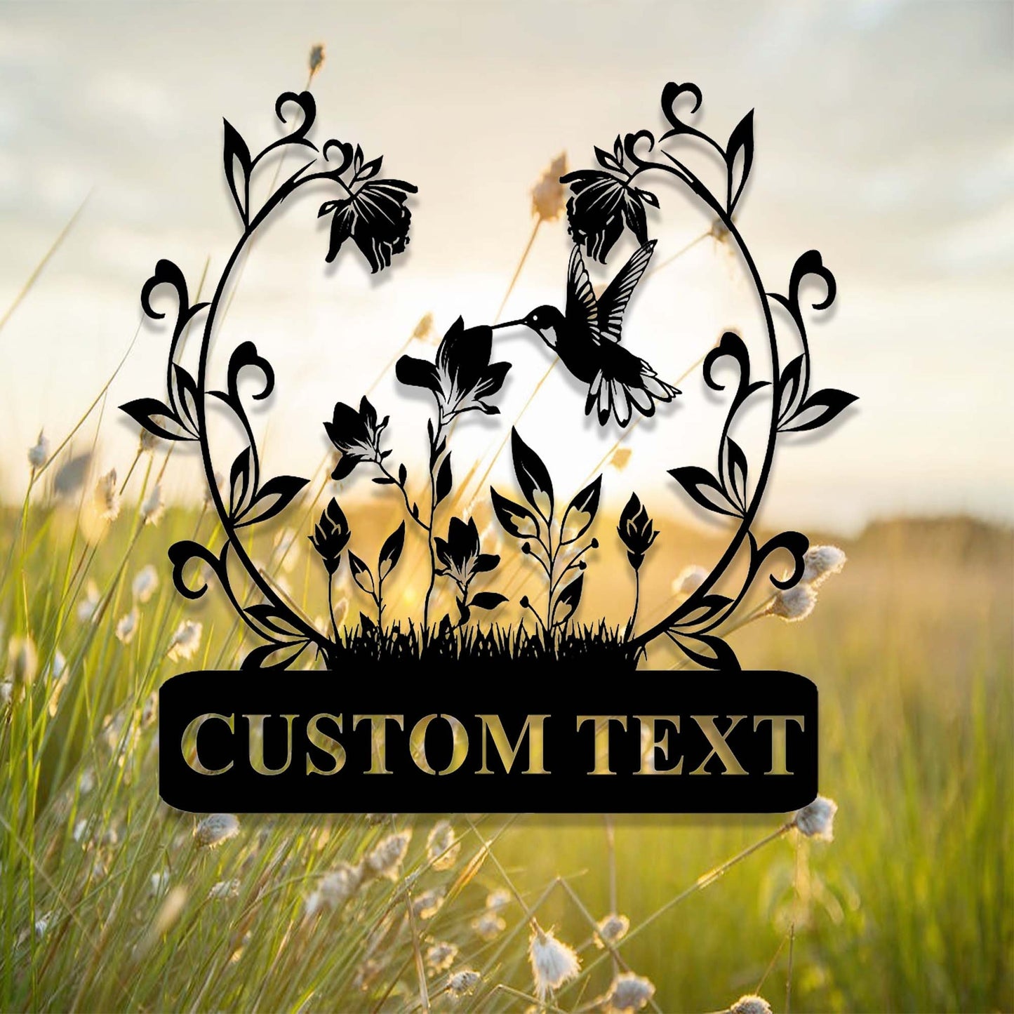 Personalized Gardening Gift,Custom Hummingbird Flower Garden Sign,Floral Hummingbird Garden Decor,Garden Wall Art,Florists Gift,Yard Sign