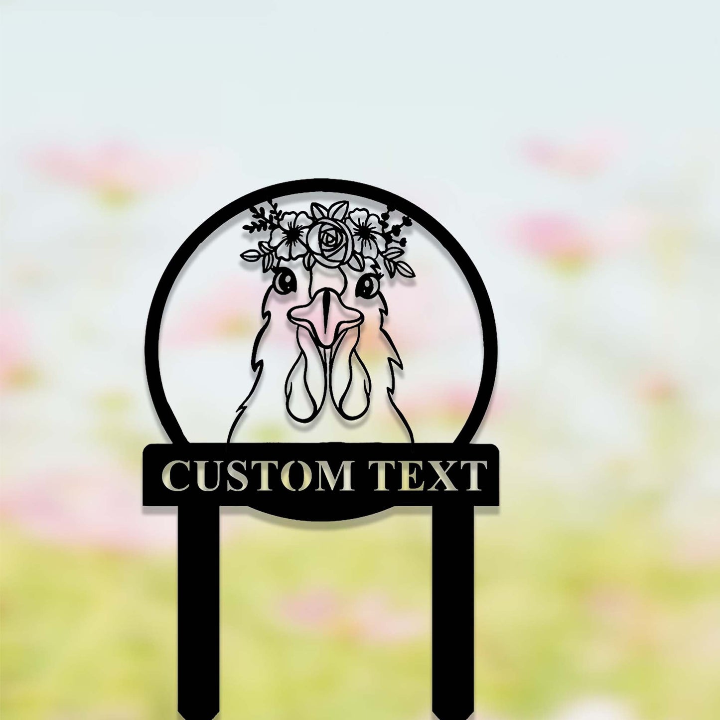 Custom Floral Chicken Garden Stake,Chicken Memorial Stake,Personalized Chicken Metal Yard Stake,Chicken Garden Decor,Chicken Garden Marker