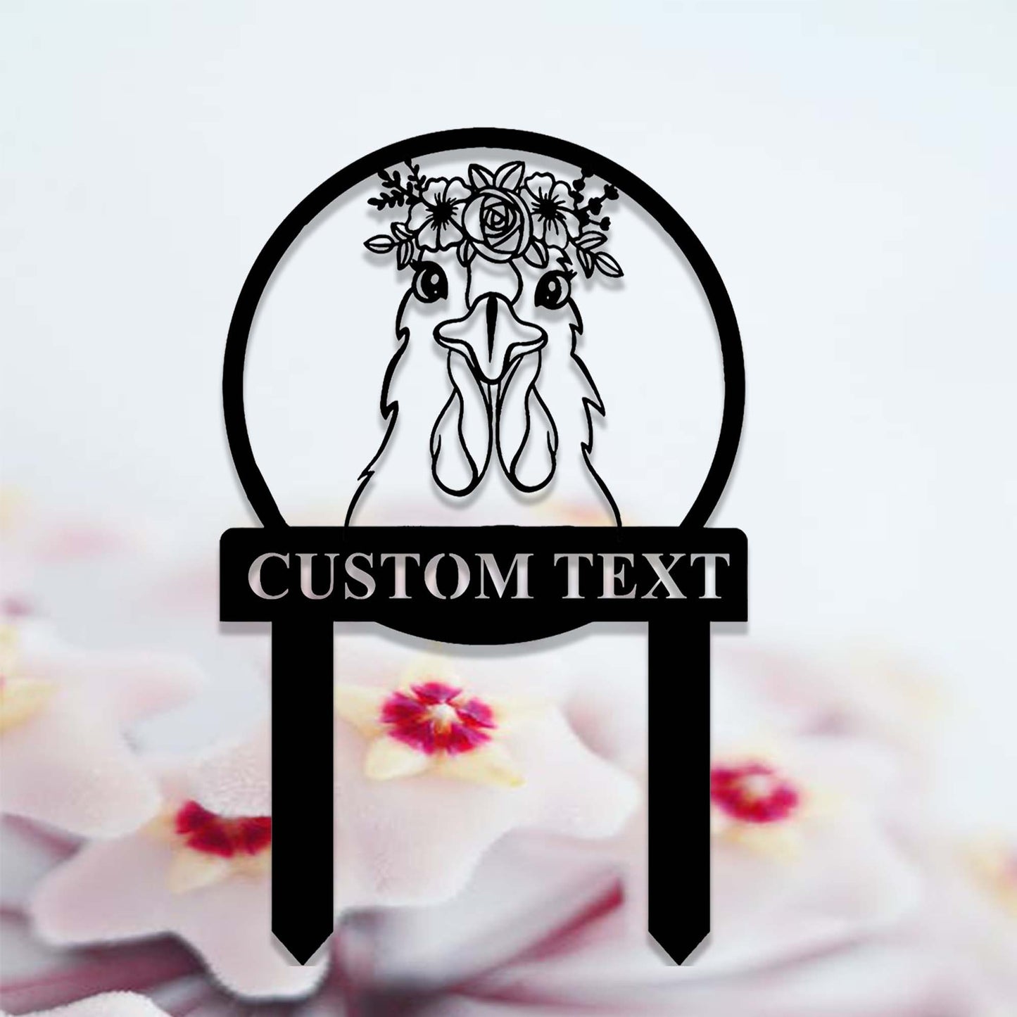 Custom Floral Chicken Garden Stake,Chicken Memorial Stake,Personalized Chicken Metal Yard Stake,Chicken Garden Decor,Chicken Garden Marker