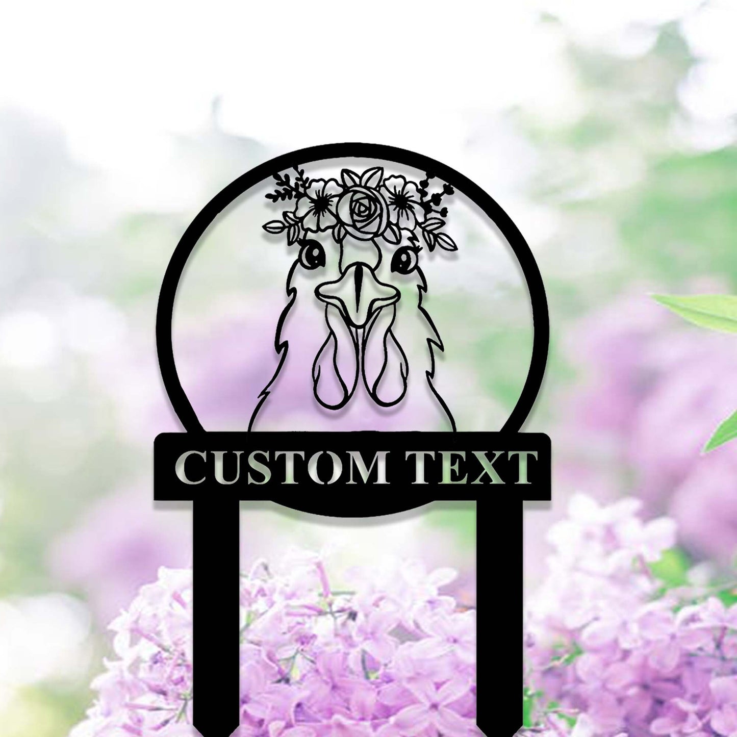 Custom Floral Chicken Garden Stake,Chicken Memorial Stake,Personalized Chicken Metal Yard Stake,Chicken Garden Decor,Chicken Garden Marker