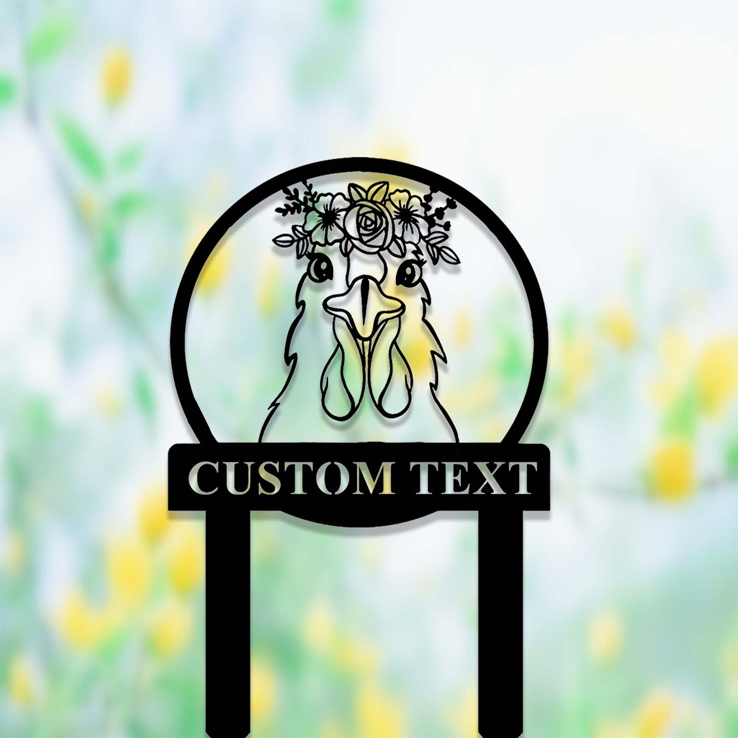 Custom Floral Chicken Garden Stake,Chicken Memorial Stake,Personalized Chicken Metal Yard Stake,Chicken Garden Decor,Chicken Garden Marker