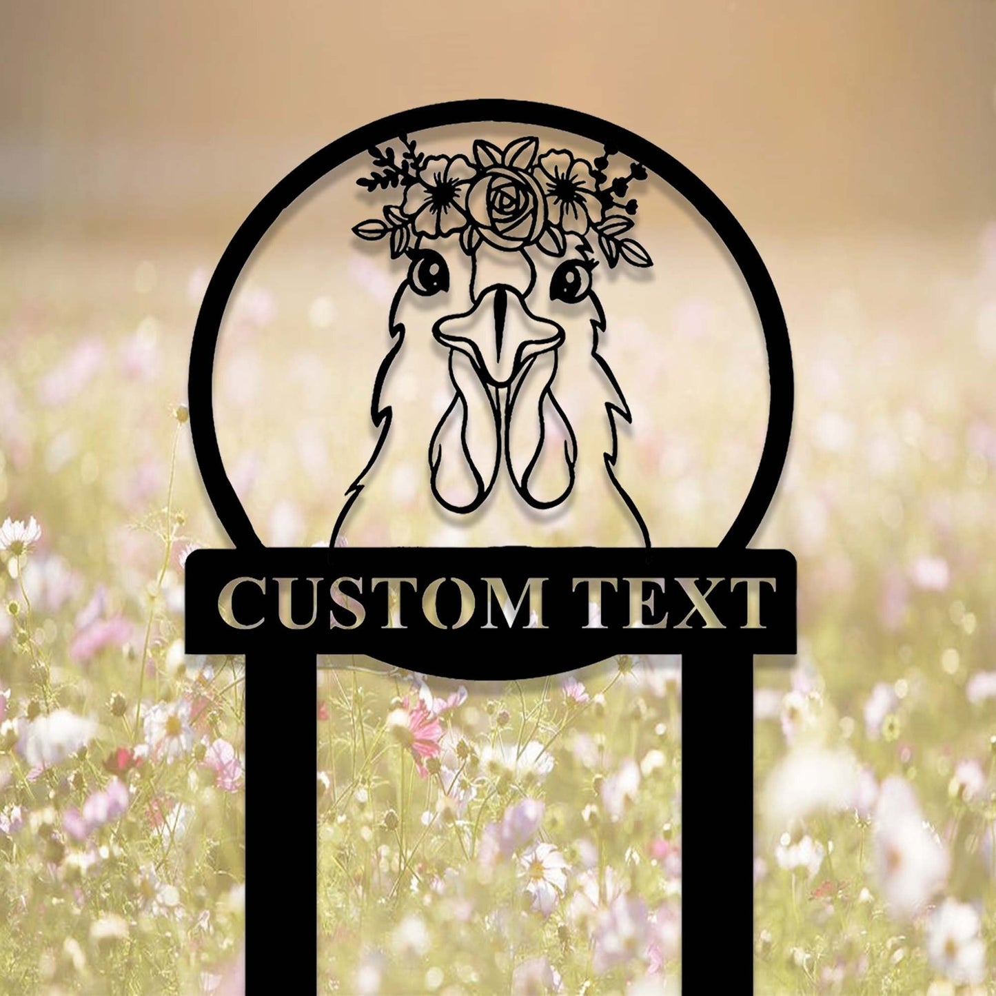 Custom Floral Chicken Garden Stake,Chicken Memorial Stake,Personalized Chicken Metal Yard Stake,Chicken Garden Decor,Chicken Garden Marker