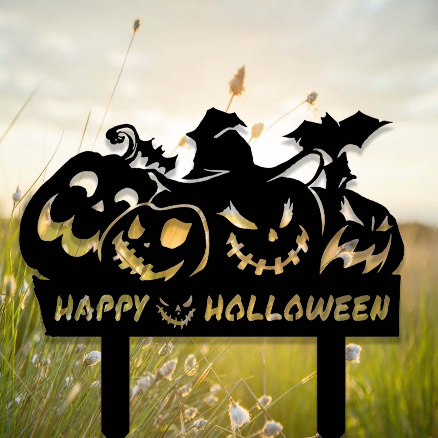 Custom Pumpkin Halloween Yard Stake,Metal Happy Halloween Garden Stake,Outdoor Halloween Pumpkin Yard Decor,Spooky Gift,Halloween Decor