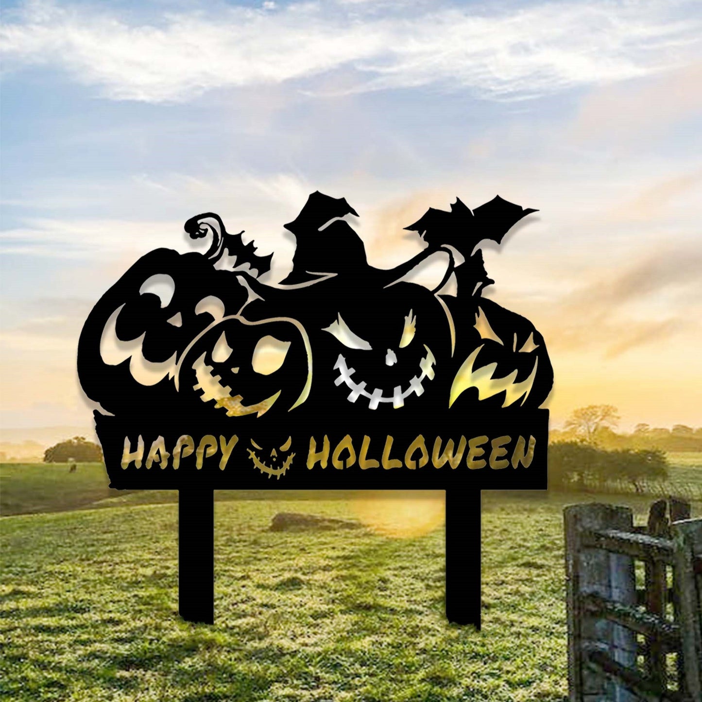 Custom Pumpkin Halloween Yard Stake,Metal Happy Halloween Garden Stake,Outdoor Halloween Pumpkin Yard Decor,Spooky Gift,Halloween Decor