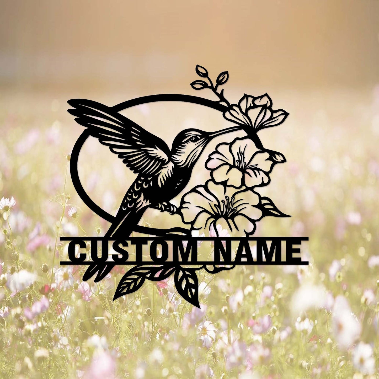 Custom Hummingbird Garden Sign,Personalized Hummingbird Sign,Hummingbird Garden Decor,Flower Hummingbird Garden Art,Florists Gift,Yard Sign