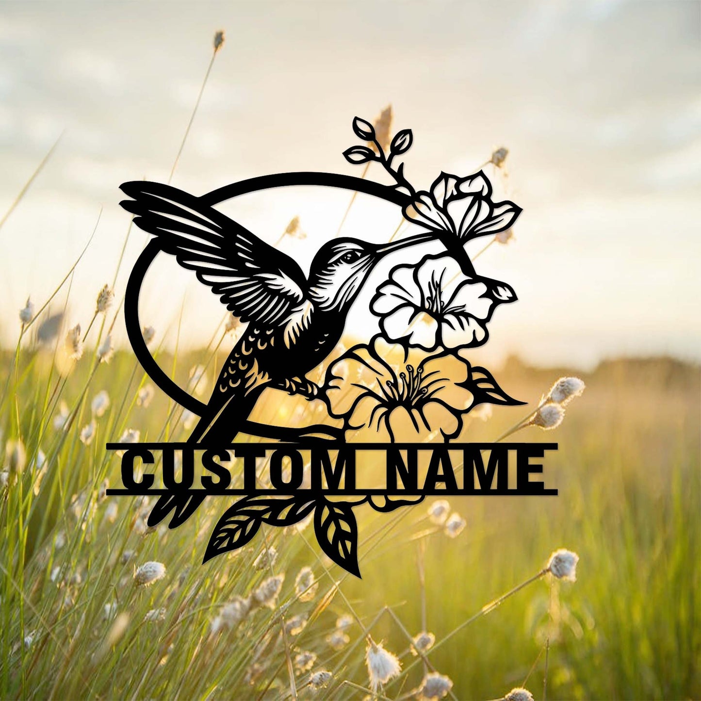 Custom Hummingbird Garden Sign,Personalized Hummingbird Sign,Hummingbird Garden Decor,Flower Hummingbird Garden Art,Florists Gift,Yard Sign