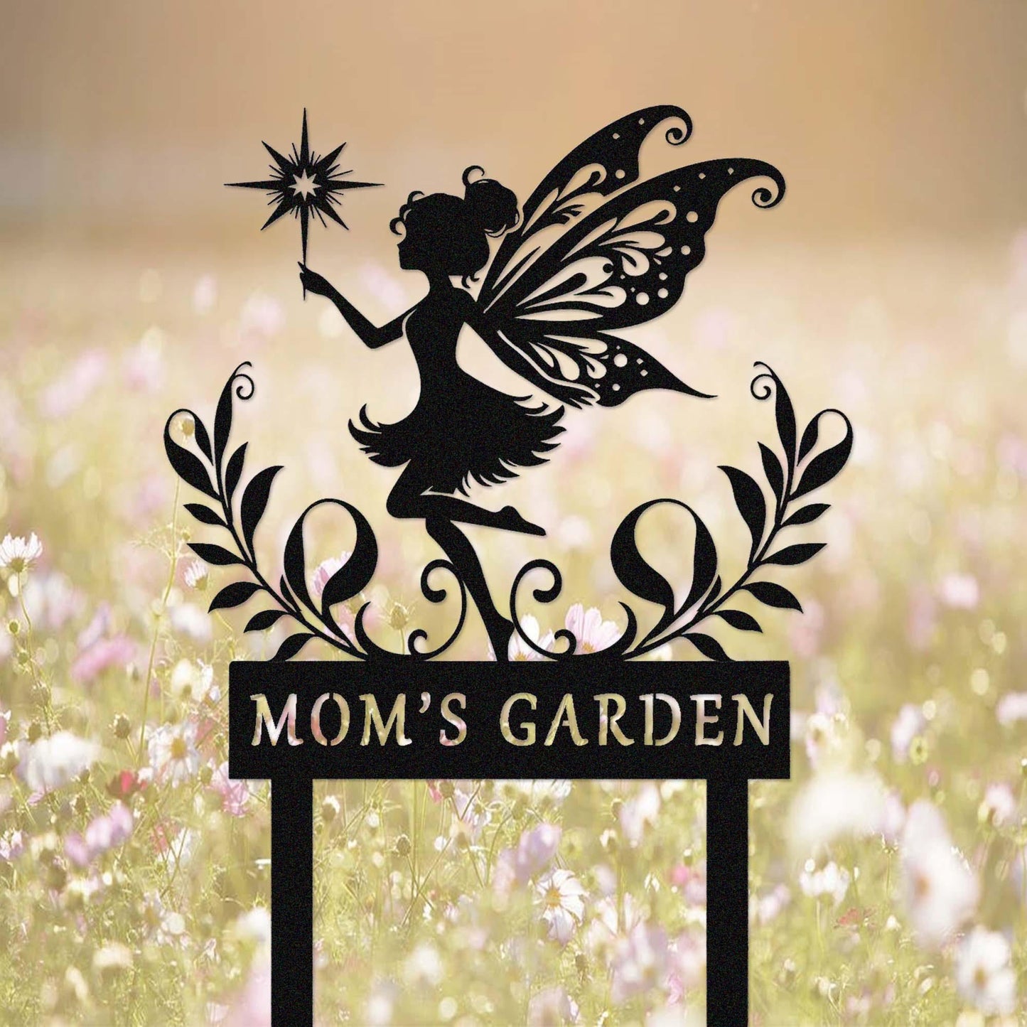 Custom Fairy Garden Sign with Stake,Metal Fairy Garden Decor,Personalized Gardener Name Stake,Flower Beds Decor,Fairy Stake,Florists Gift