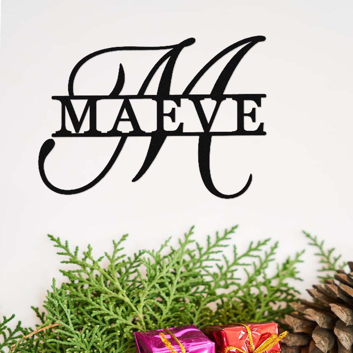 Custom Metal Last Name Sign,Personalized Family Name Sign,Initial Name Sign,Split Monogram Wall Decor,First Home Gift,Metal Home Wall Art