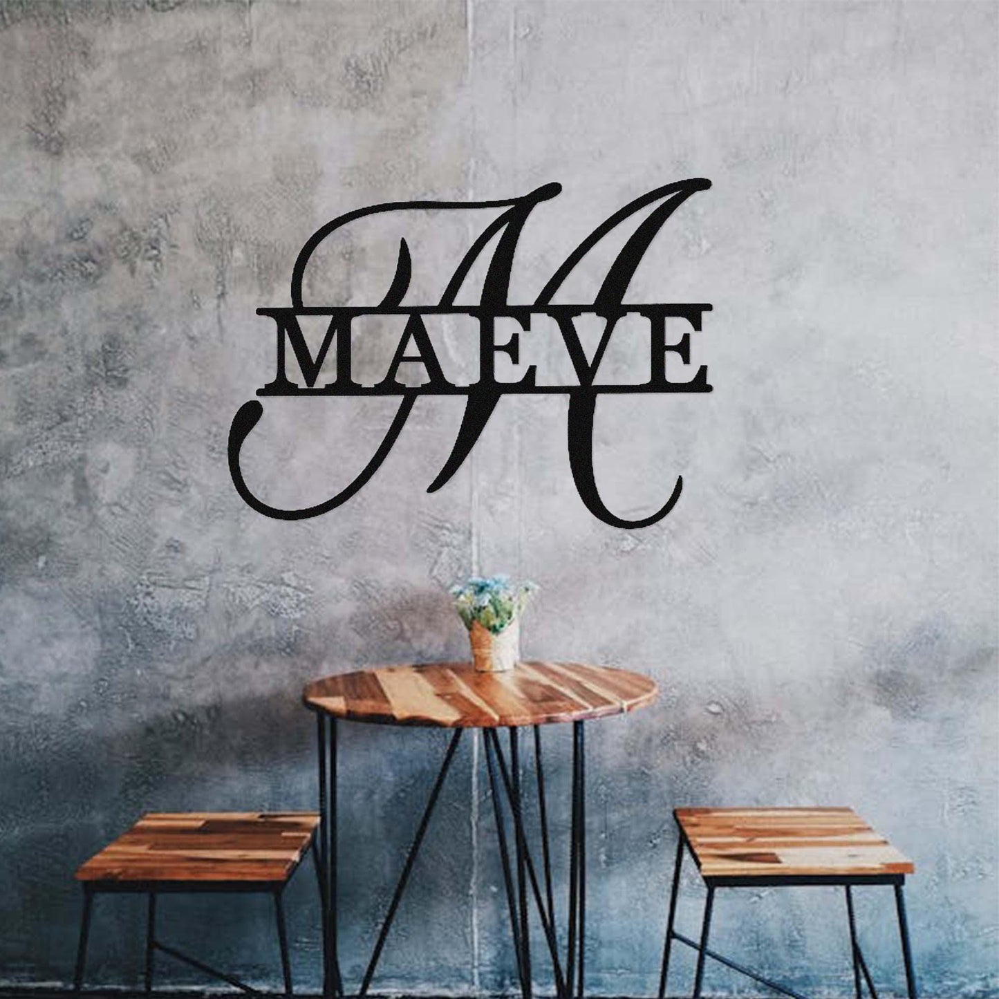 Custom Metal Last Name Sign,Personalized Family Name Sign,Initial Name Sign,Split Monogram Wall Decor,First Home Gift,Metal Home Wall Art