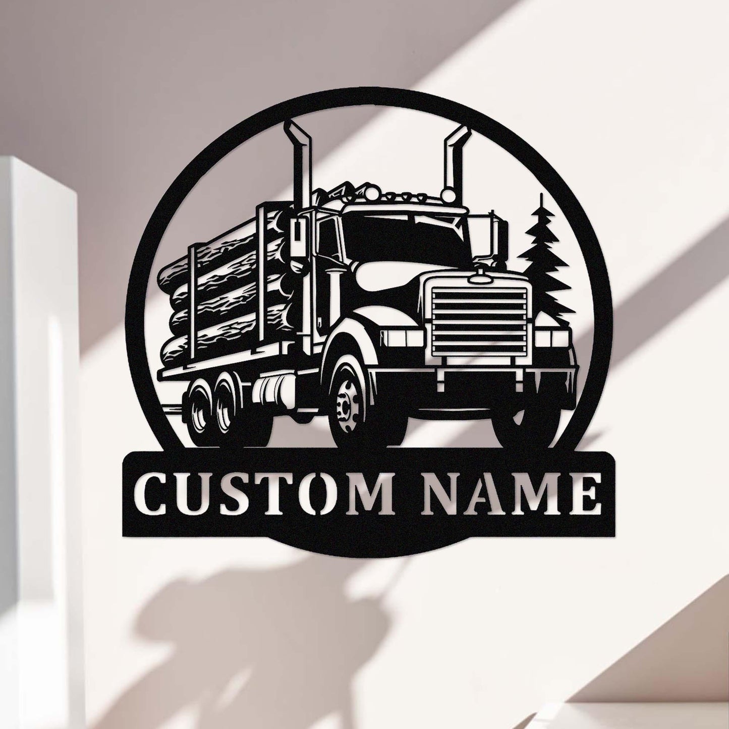 Custom Logging Truck Metal Sign,Personalized Logging Truck Driver Name Sign,Trucker Home Decor,Logging Semi Truck Wall Art,Man Cave Sign