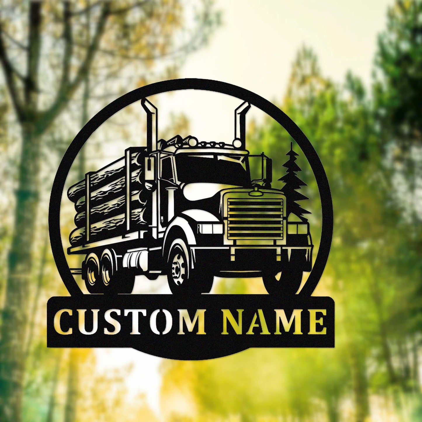Custom Logging Truck Metal Sign,Personalized Logging Truck Driver Name Sign,Trucker Home Decor,Logging Semi Truck Wall Art,Man Cave Sign