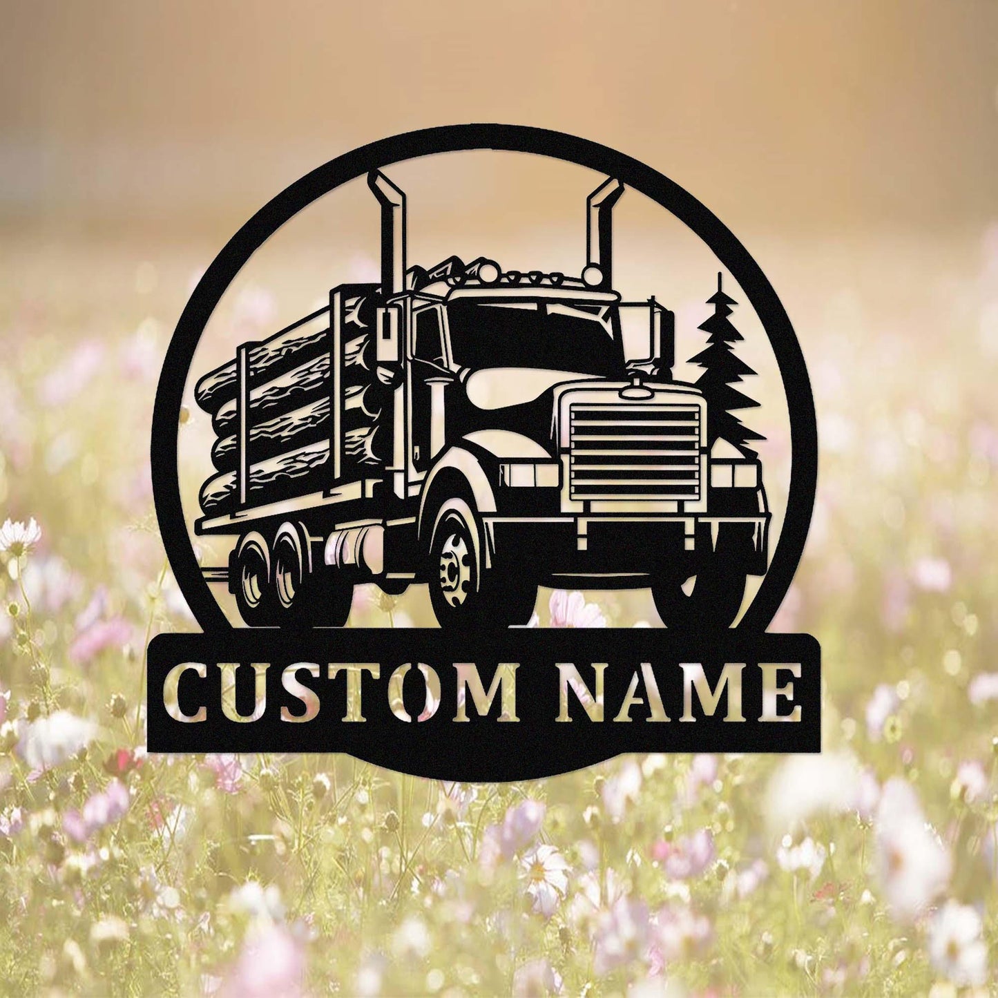 Custom Logging Truck Metal Sign,Personalized Logging Truck Driver Name Sign,Trucker Home Decor,Logging Semi Truck Wall Art,Man Cave Sign