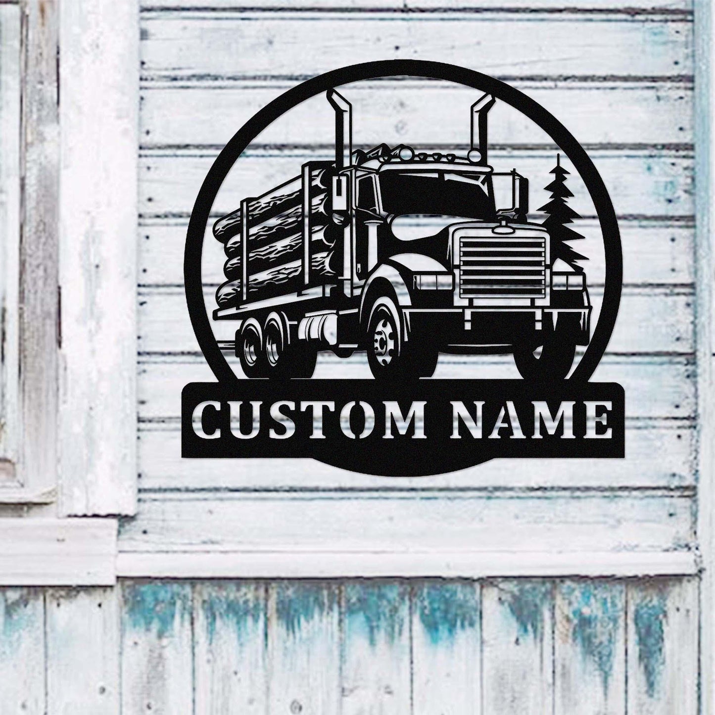 Custom Logging Truck Metal Sign,Personalized Logging Truck Driver Name Sign,Trucker Home Decor,Logging Semi Truck Wall Art,Man Cave Sign