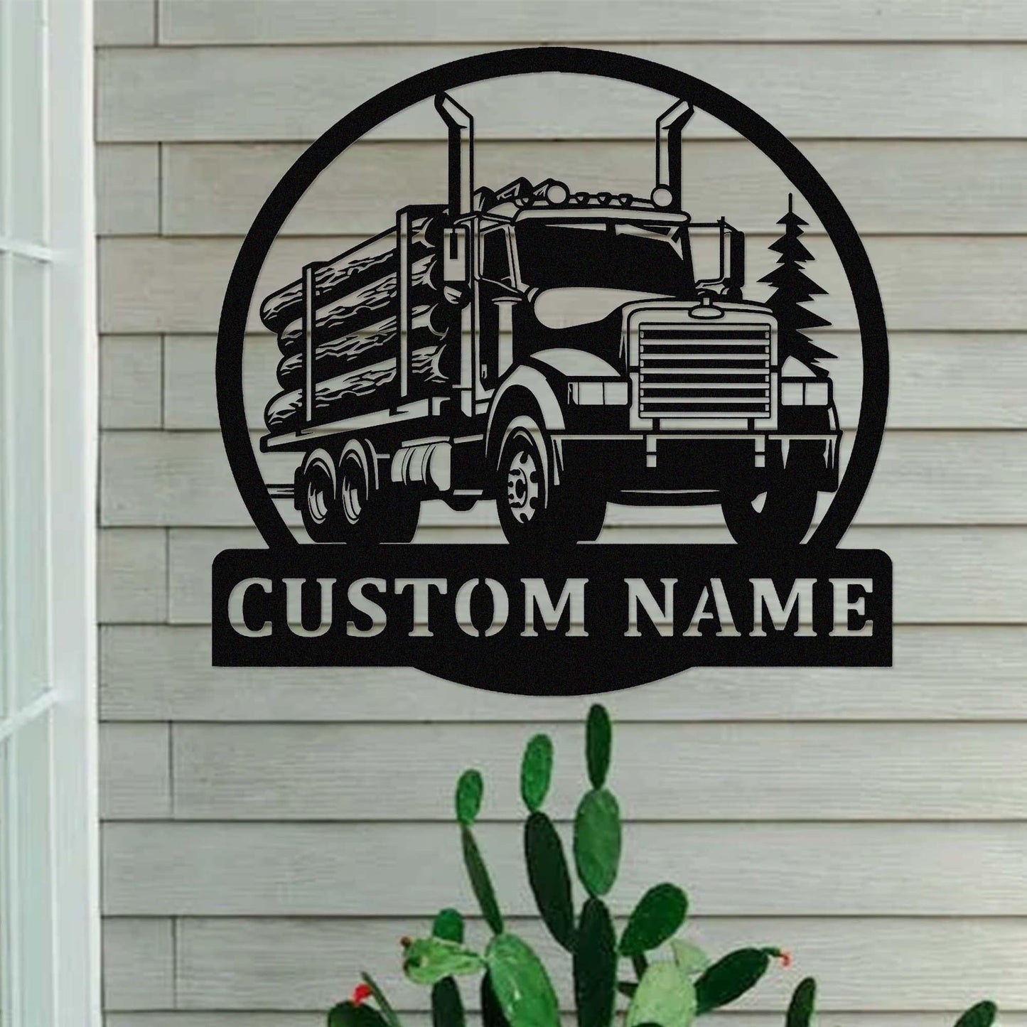 Custom Logging Truck Metal Sign,Personalized Logging Truck Driver Name Sign,Trucker Home Decor,Logging Semi Truck Wall Art,Man Cave Sign