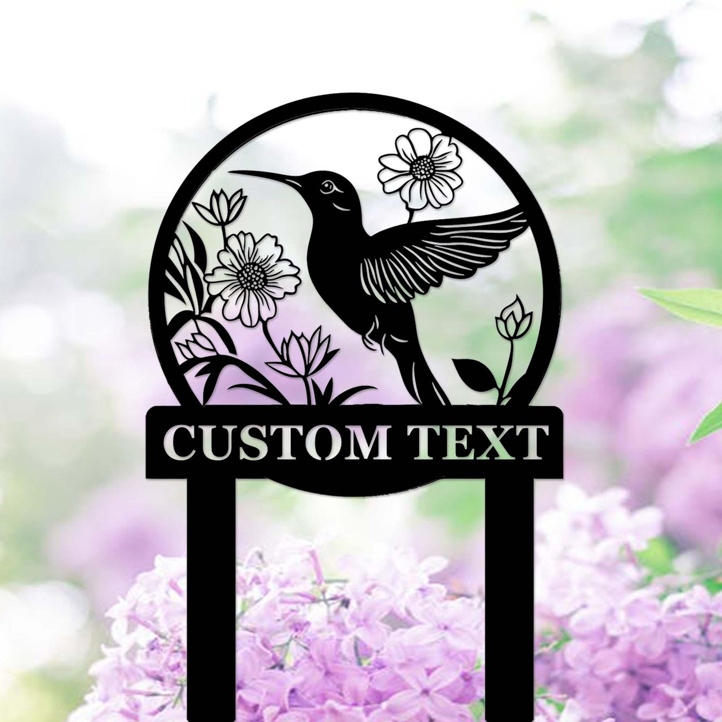 Custom Hummingbird Garden Sign Stake,Metal Hummingbird Garden Decor,Personalized Gardener Name Stake,Flower Beds Decor,Hummingbird Stake