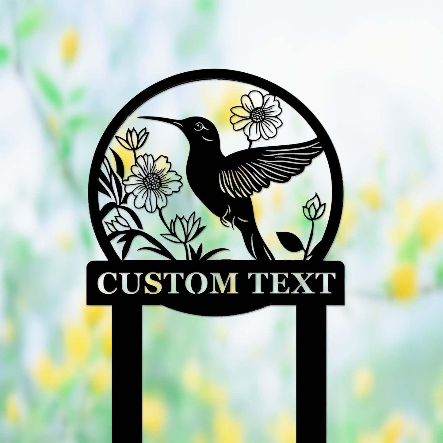 Custom Hummingbird Garden Sign Stake,Metal Hummingbird Garden Decor,Personalized Gardener Name Stake,Flower Beds Decor,Hummingbird Stake