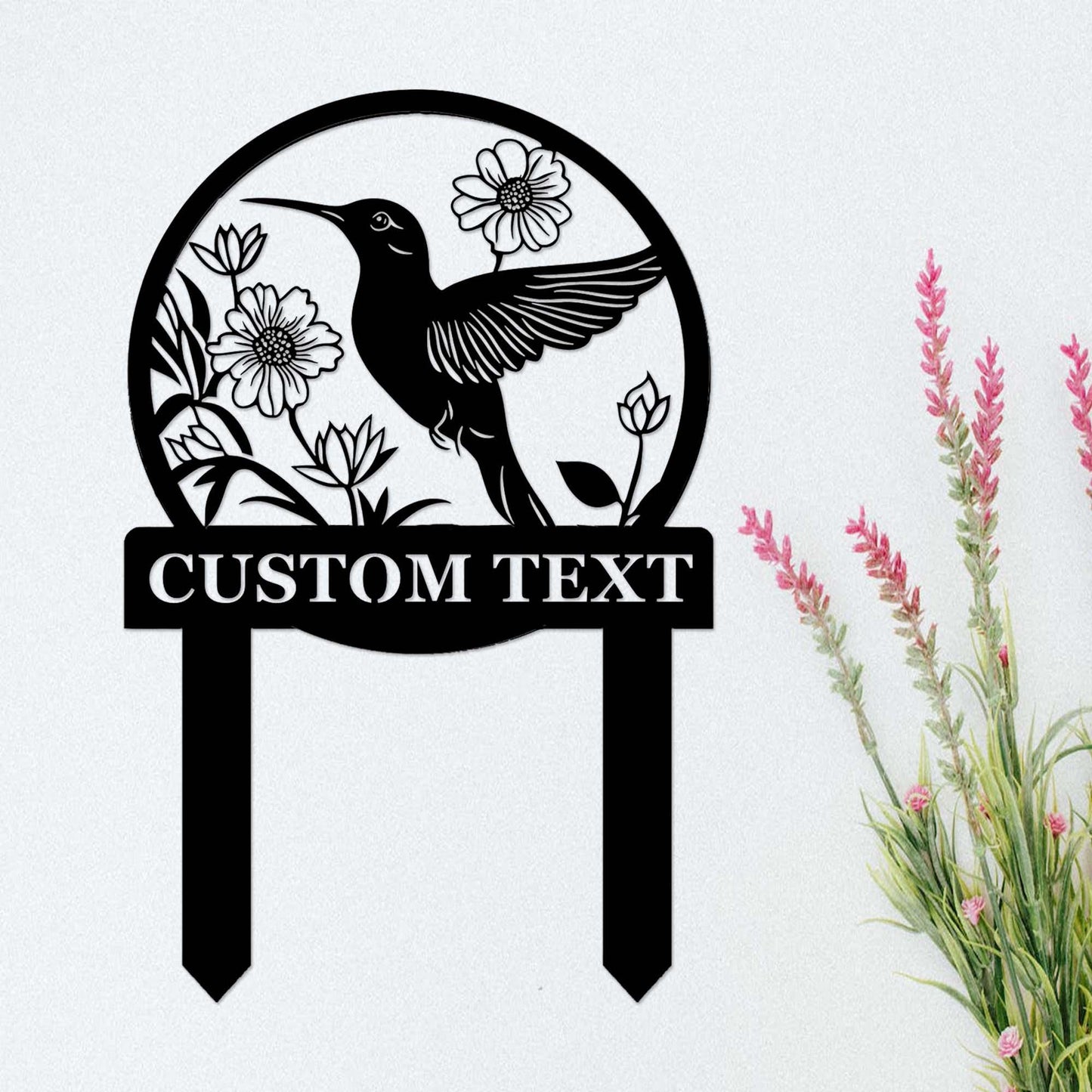 Custom Hummingbird Garden Sign Stake,Metal Hummingbird Garden Decor,Personalized Gardener Name Stake,Flower Beds Decor,Hummingbird Stake