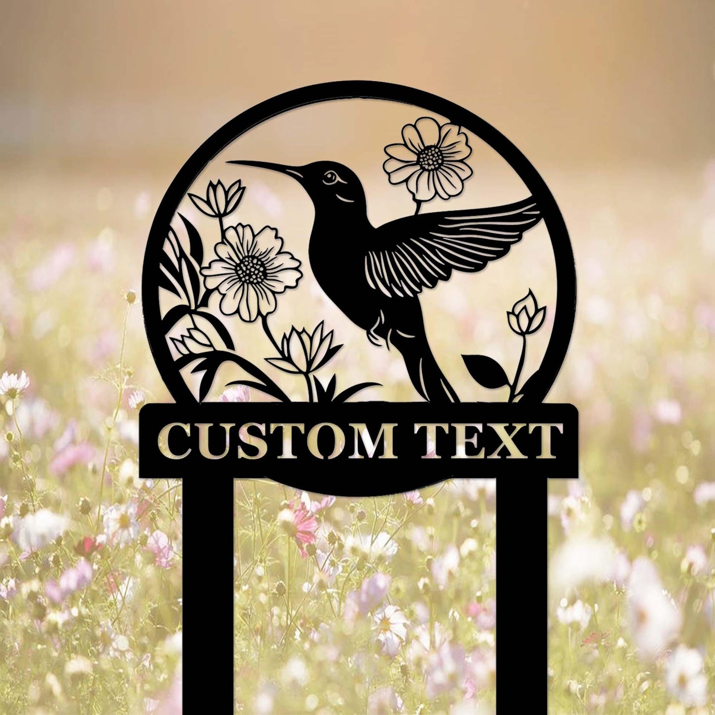 Custom Hummingbird Garden Sign Stake,Metal Hummingbird Garden Decor,Personalized Gardener Name Stake,Flower Beds Decor,Hummingbird Stake