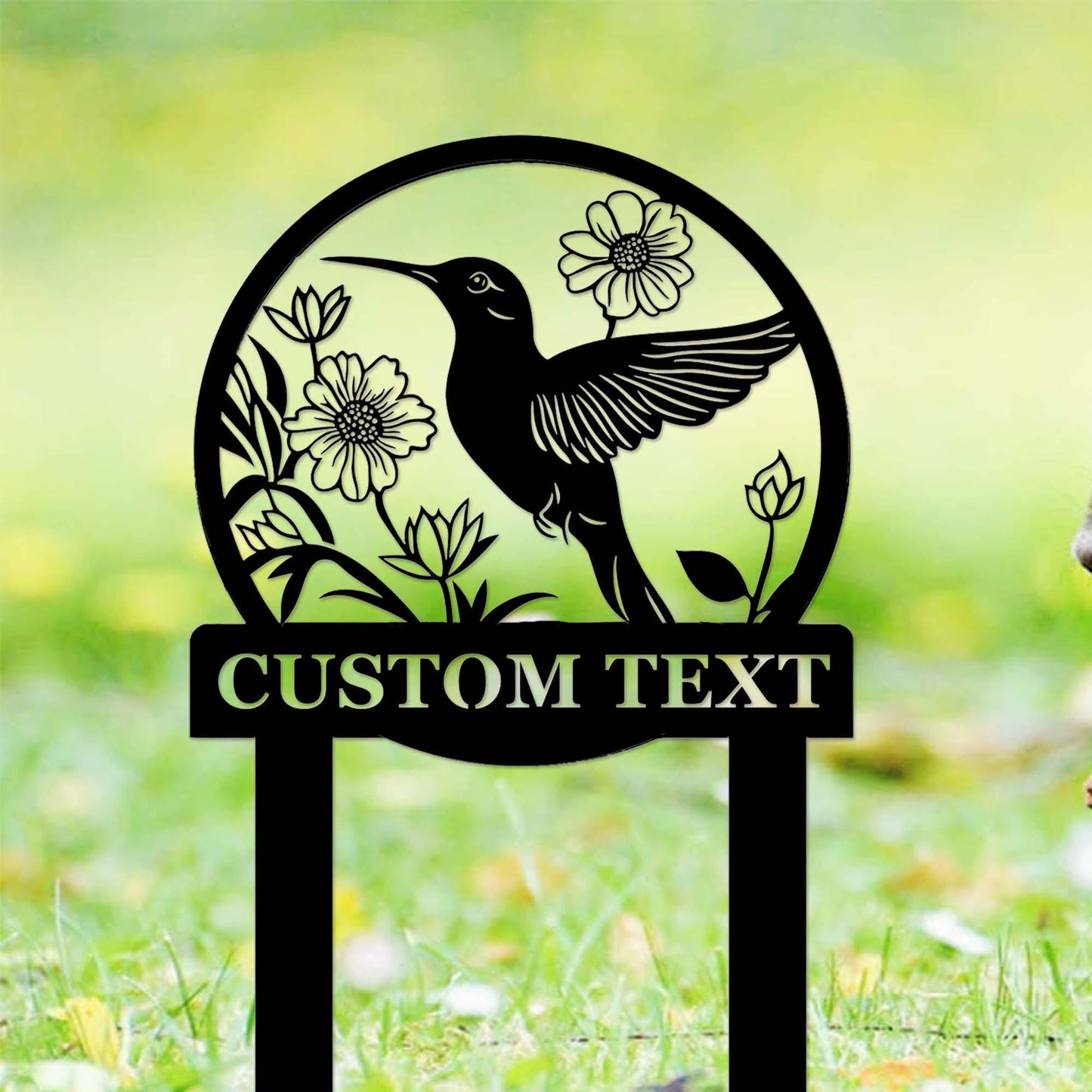 Custom Hummingbird Garden Sign Stake,Metal Hummingbird Garden Decor,Personalized Gardener Name Stake,Flower Beds Decor,Hummingbird Stake