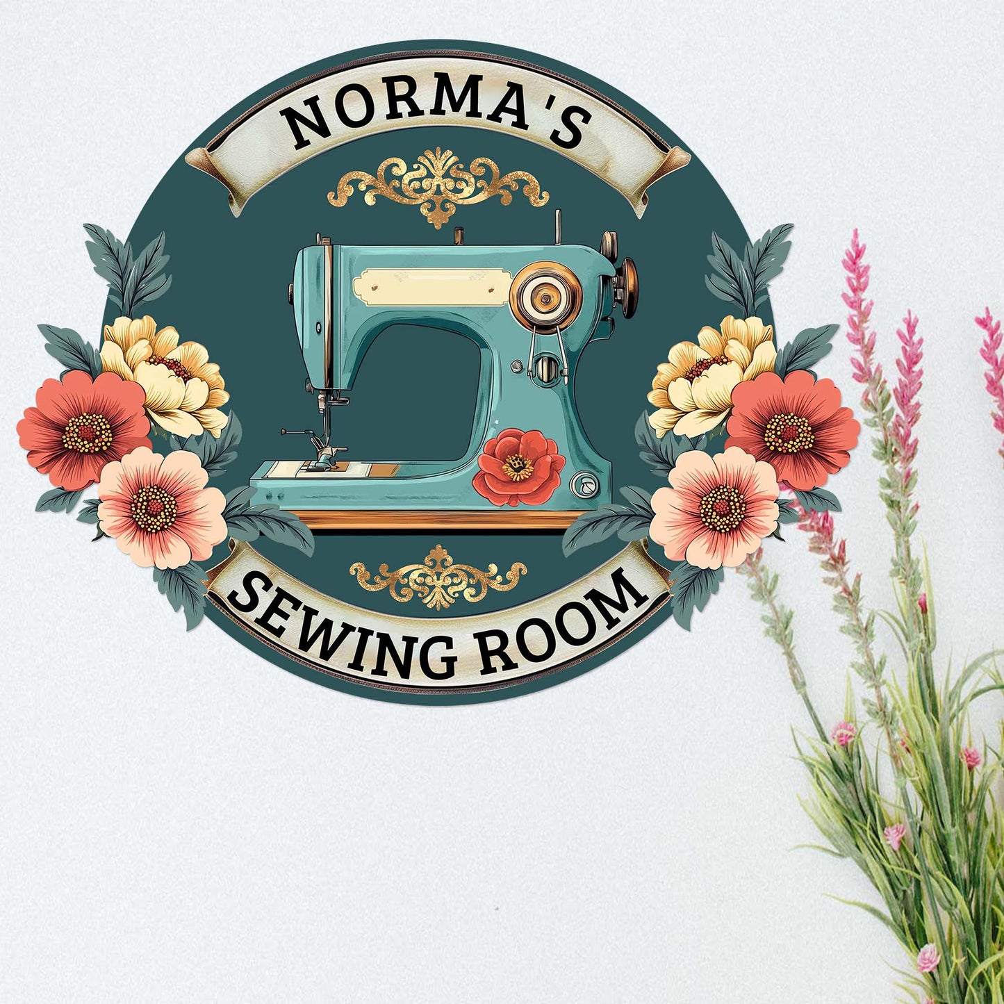 Custom Sewing Machine Sign,Sewing Room Wall Decor,Personalized Quilting Sign,Craft Quilting Room Sign,Sewing Metal Wall Art,Tailor Shop Sign