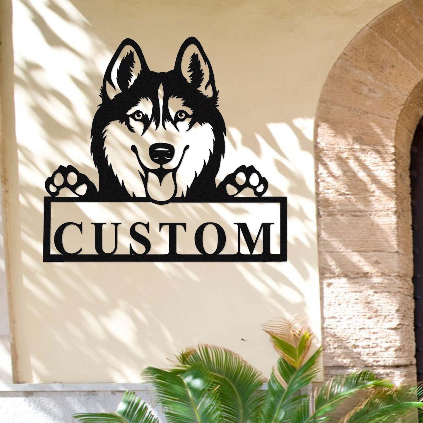 Custom Siberian Husky Metal Sign, Dog Wall Art, Personalized Dog Name Sign, Peeking Husky Dog Wall Decor, Dog House Decor, Dog Lover Gift