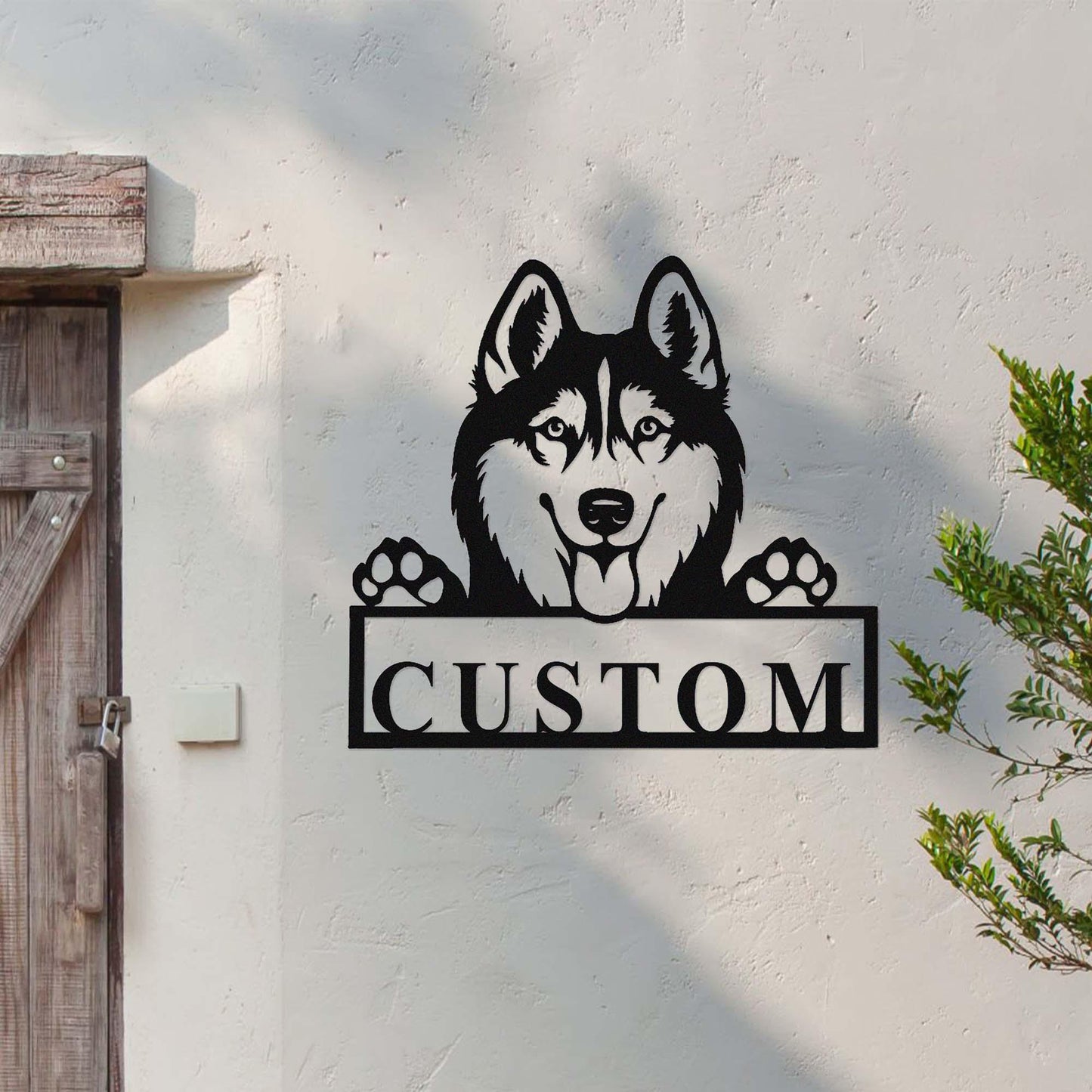 Custom Siberian Husky Metal Sign, Dog Wall Art, Personalized Dog Name Sign, Peeking Husky Dog Wall Decor, Dog House Decor, Dog Lover Gift