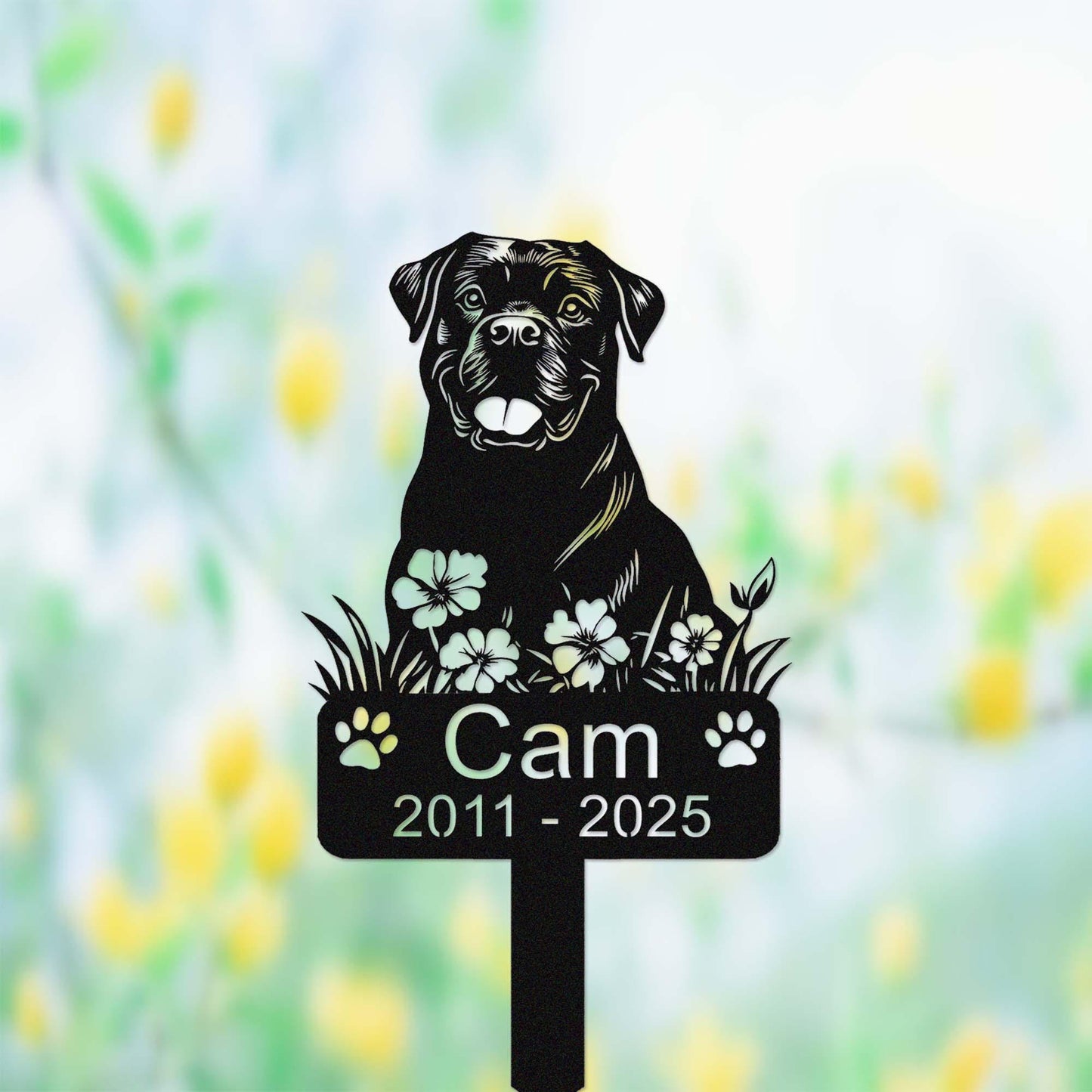 Custom Rottweiler Dog Metal Memorial Stake, Personalized Rottweiler Grave Marker, Personalized Dog Name Yard Stake Garden Decor,Dog Mom Gift