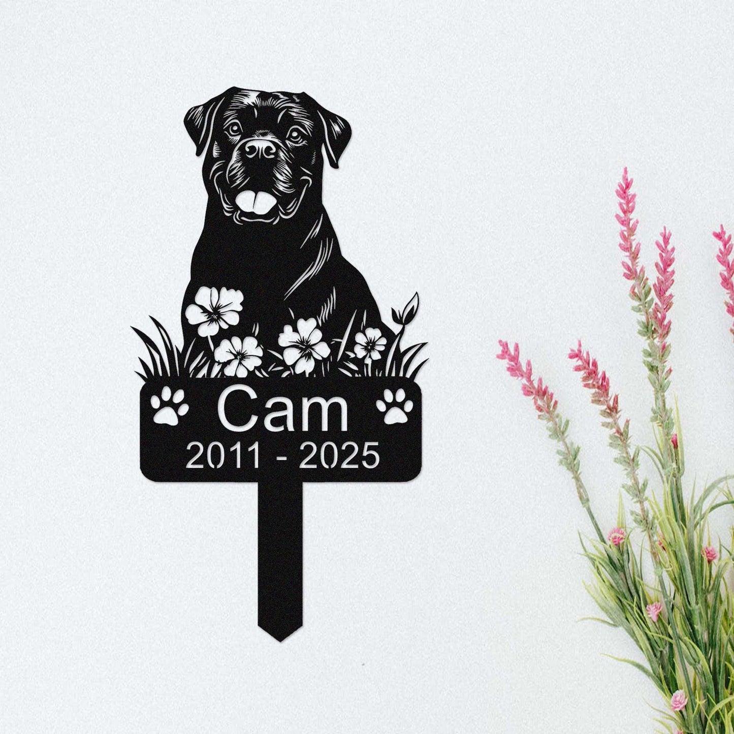 Custom Rottweiler Dog Metal Memorial Stake, Personalized Rottweiler Grave Marker, Personalized Dog Name Yard Stake Garden Decor,Dog Mom Gift
