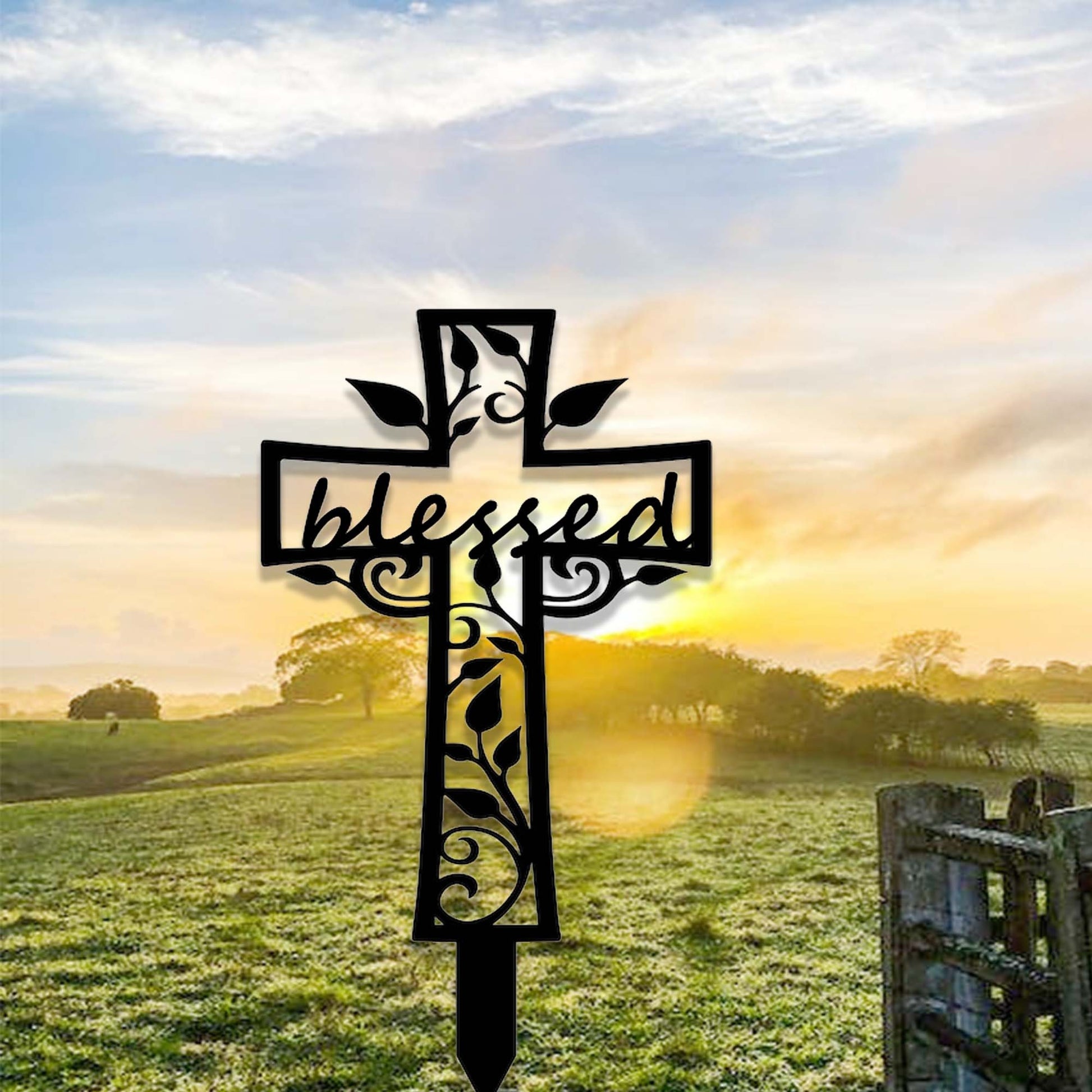 Custom Cross Memorial Garden Stake,Personalized Grave Marker Stake,Cemetery,Memorial Cross Metal Sign,Yard Sign Stake,Outdoor Garden Decor