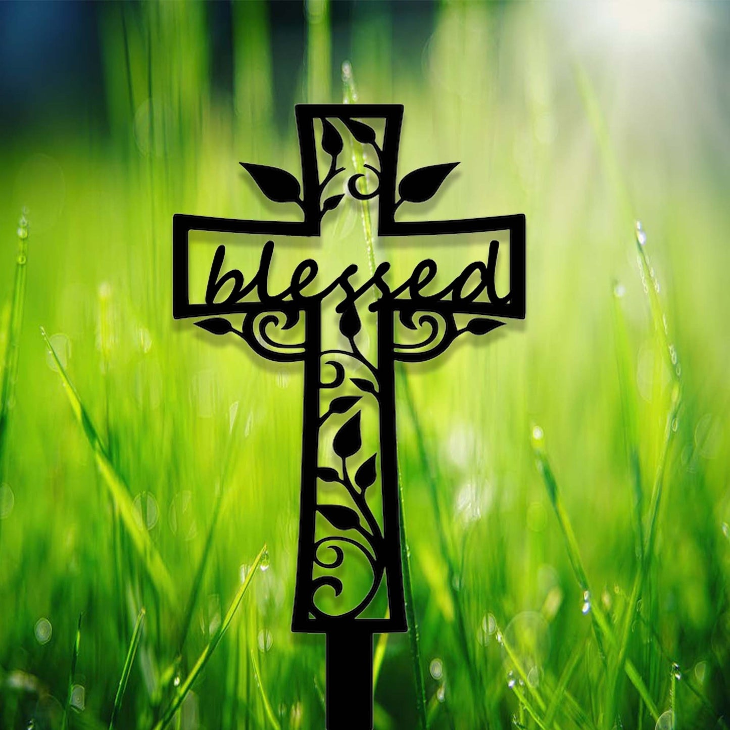 Custom Cross Memorial Garden Stake,Personalized Grave Marker Stake,Cemetery,Memorial Cross Metal Sign,Yard Sign Stake,Outdoor Garden Decor