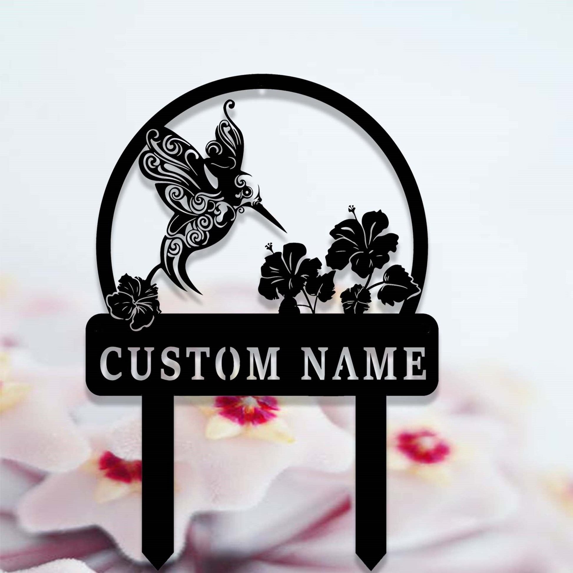 Custom Garden Stake,Metal Hummingbird Garden Stake,Personalized Gardener Name Stake Sign,Garden Decor,Hummingbird Yard Stake,Florists Gift