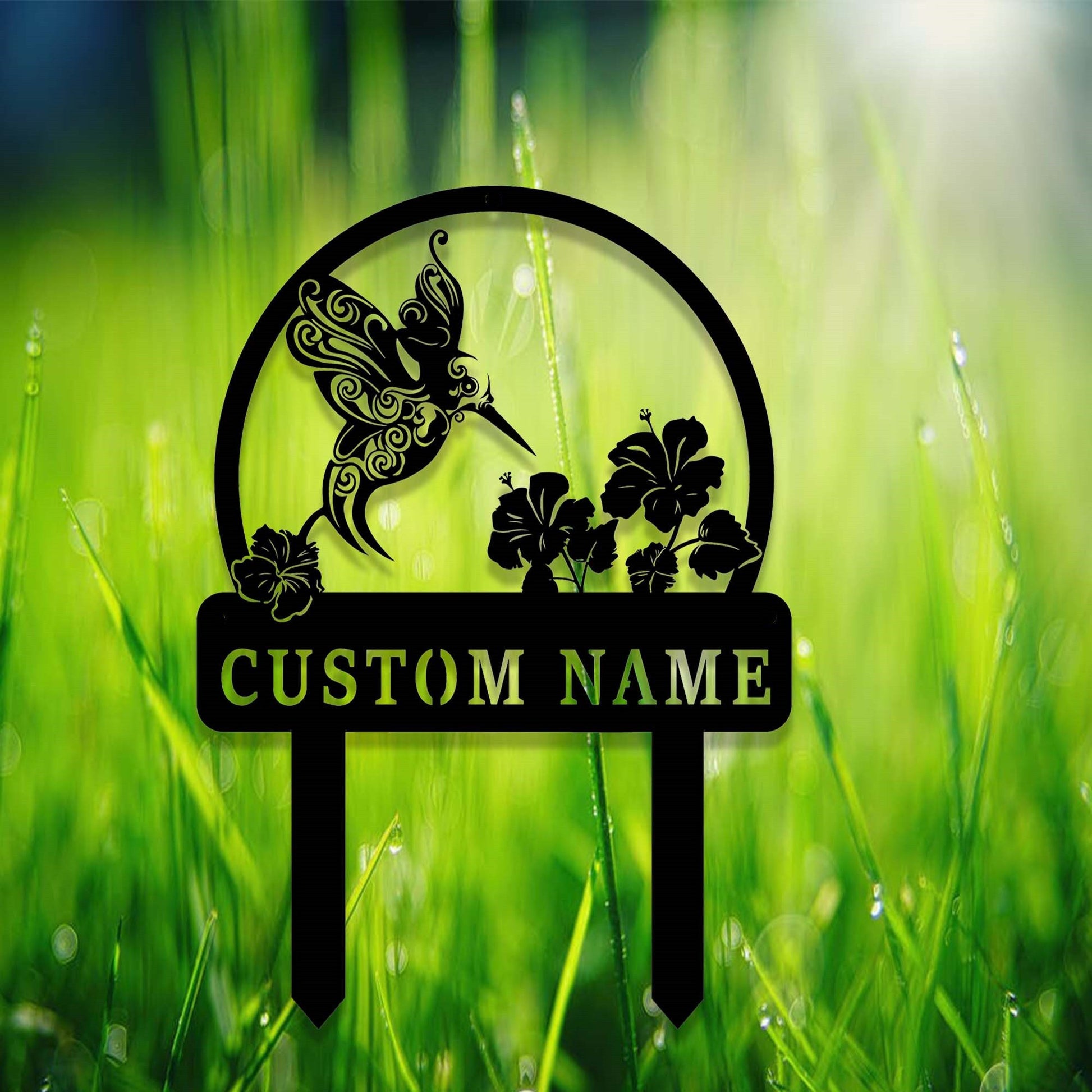 Custom Garden Stake,Metal Hummingbird Garden Stake,Personalized Gardener Name Stake Sign,Garden Decor,Hummingbird Yard Stake,Florists Gift