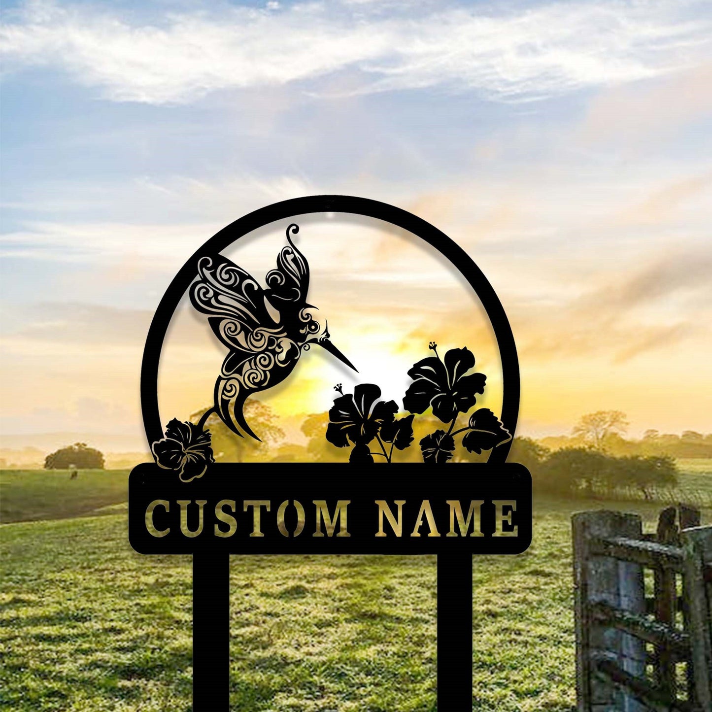 Custom Garden Stake,Metal Hummingbird Garden Stake,Personalized Gardener Name Stake Sign,Garden Decor,Hummingbird Yard Stake,Florists Gift