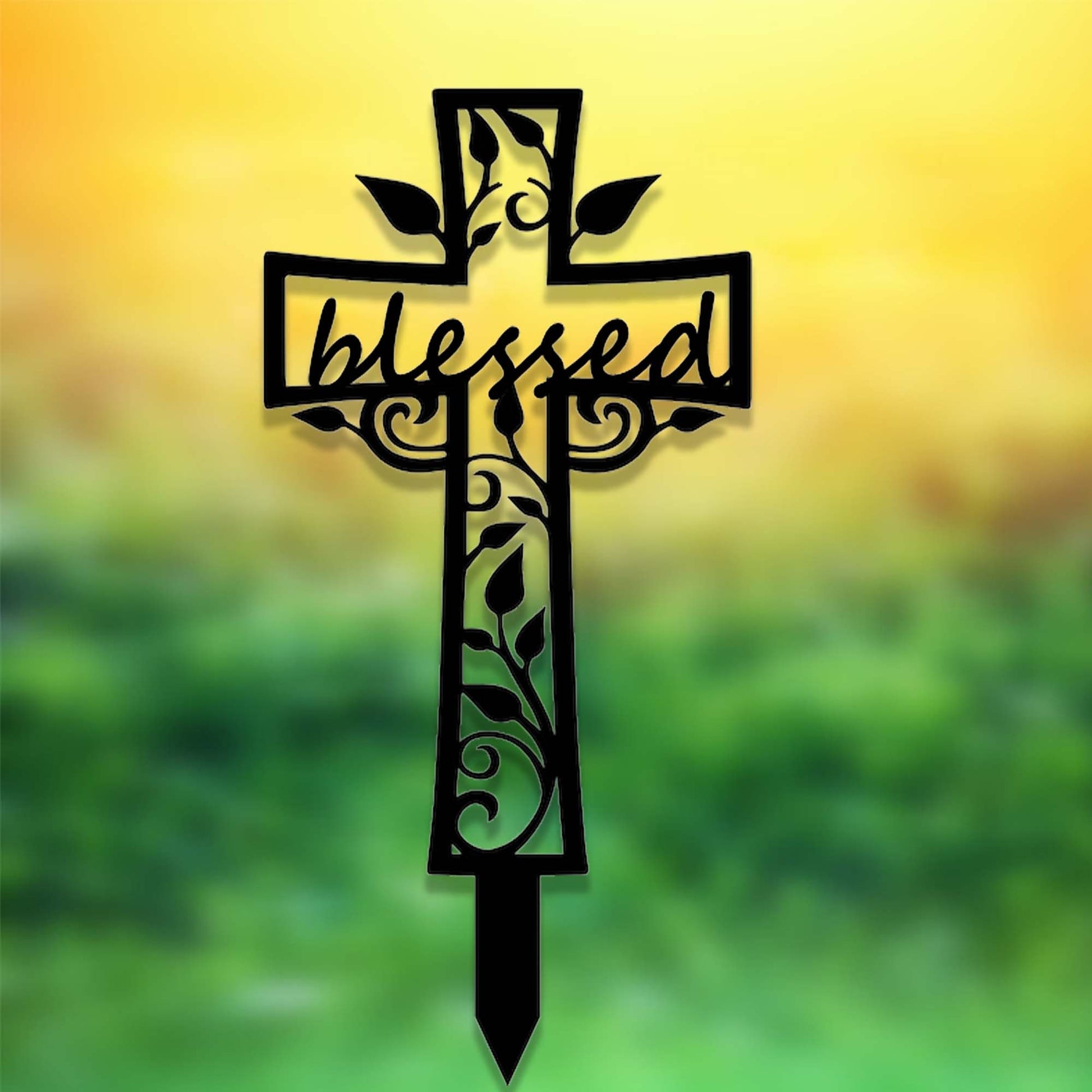 Custom Cross Memorial Garden Stake,Personalized Grave Marker Stake,Cemetery,Memorial Cross Metal Sign,Yard Sign Stake,Outdoor Garden Decor