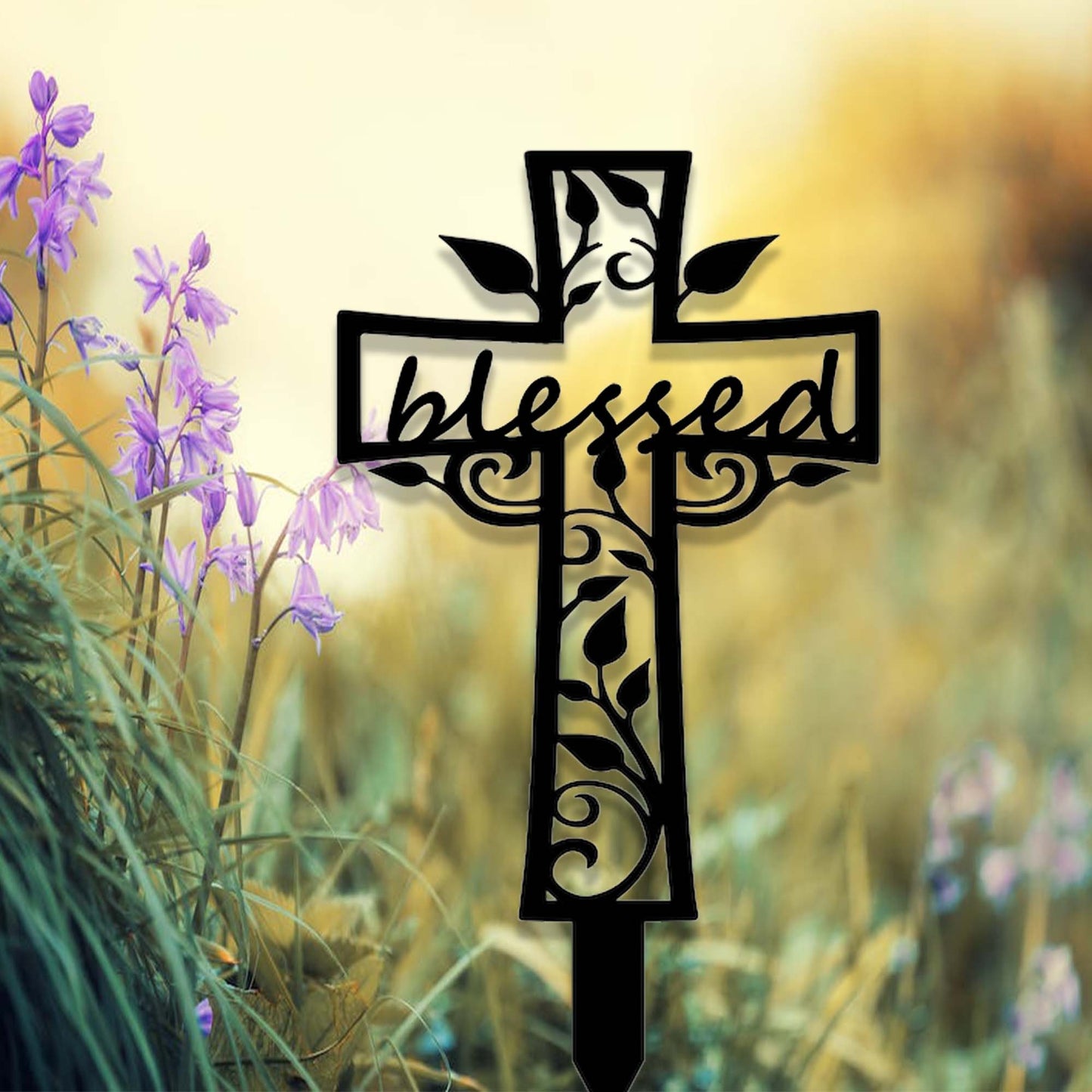 Custom Cross Memorial Garden Stake,Personalized Grave Marker Stake,Cemetery,Memorial Cross Metal Sign,Yard Sign Stake,Outdoor Garden Decor