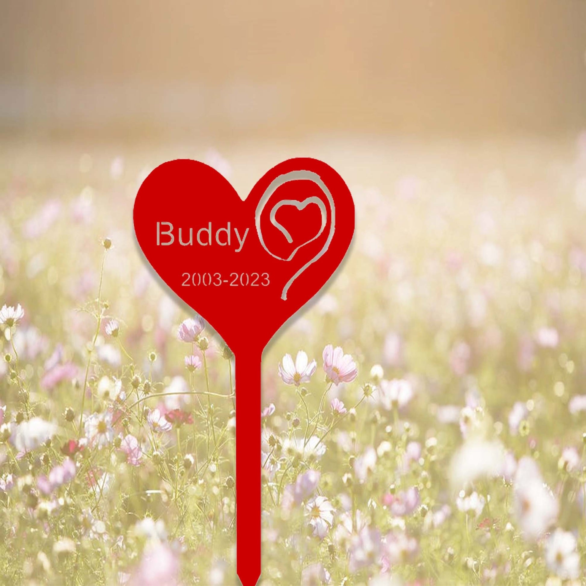 Custom Pet Memorial Garden Stake,Personalized Grave Marker Stake,Pet Cat Dog Memorial Metal Sign,Yard Stake,Outdoor Heart Garden Yard Decor