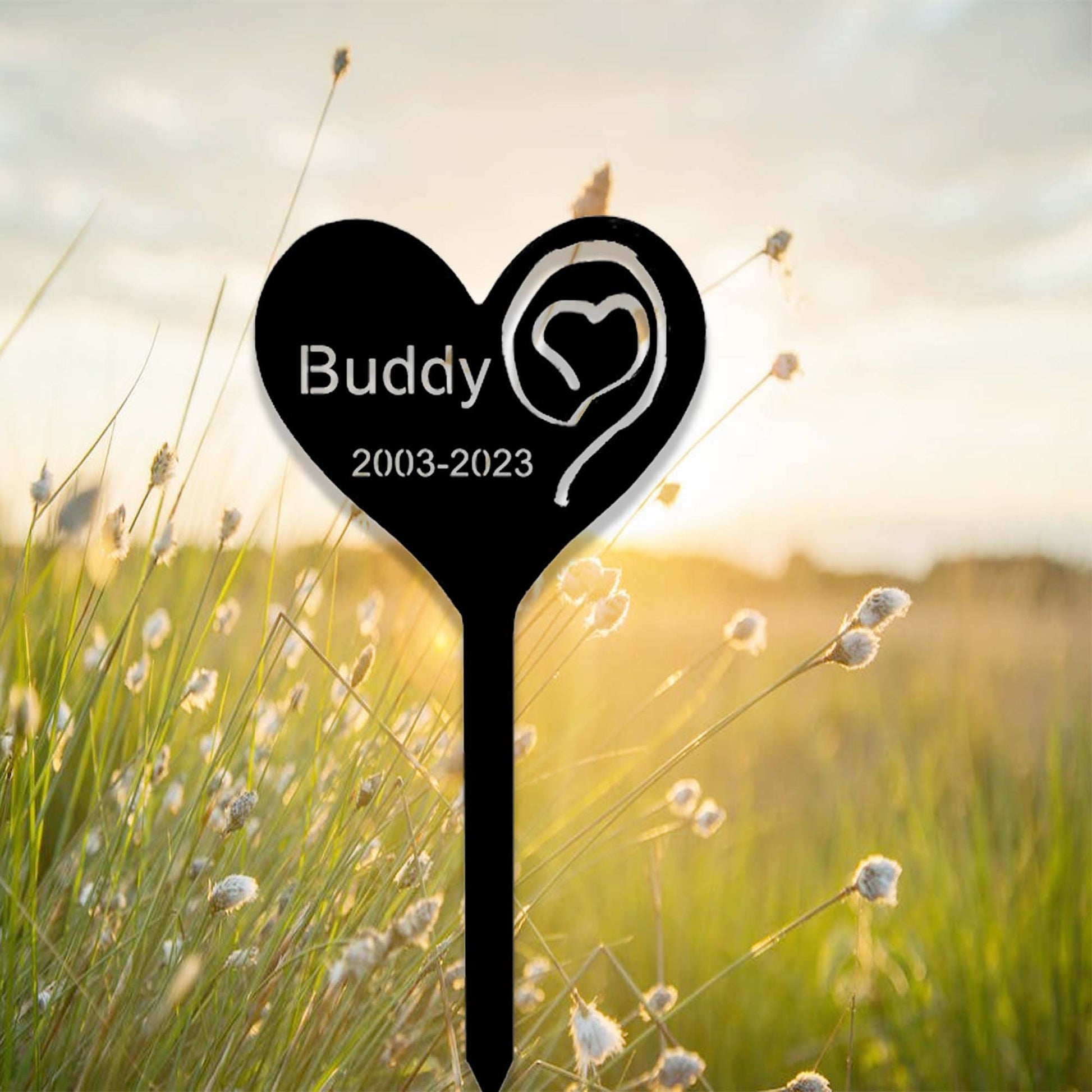 Custom Pet Memorial Garden Stake,Personalized Grave Marker Stake,Pet Cat Dog Memorial Metal Sign,Yard Stake,Outdoor Heart Garden Yard Decor