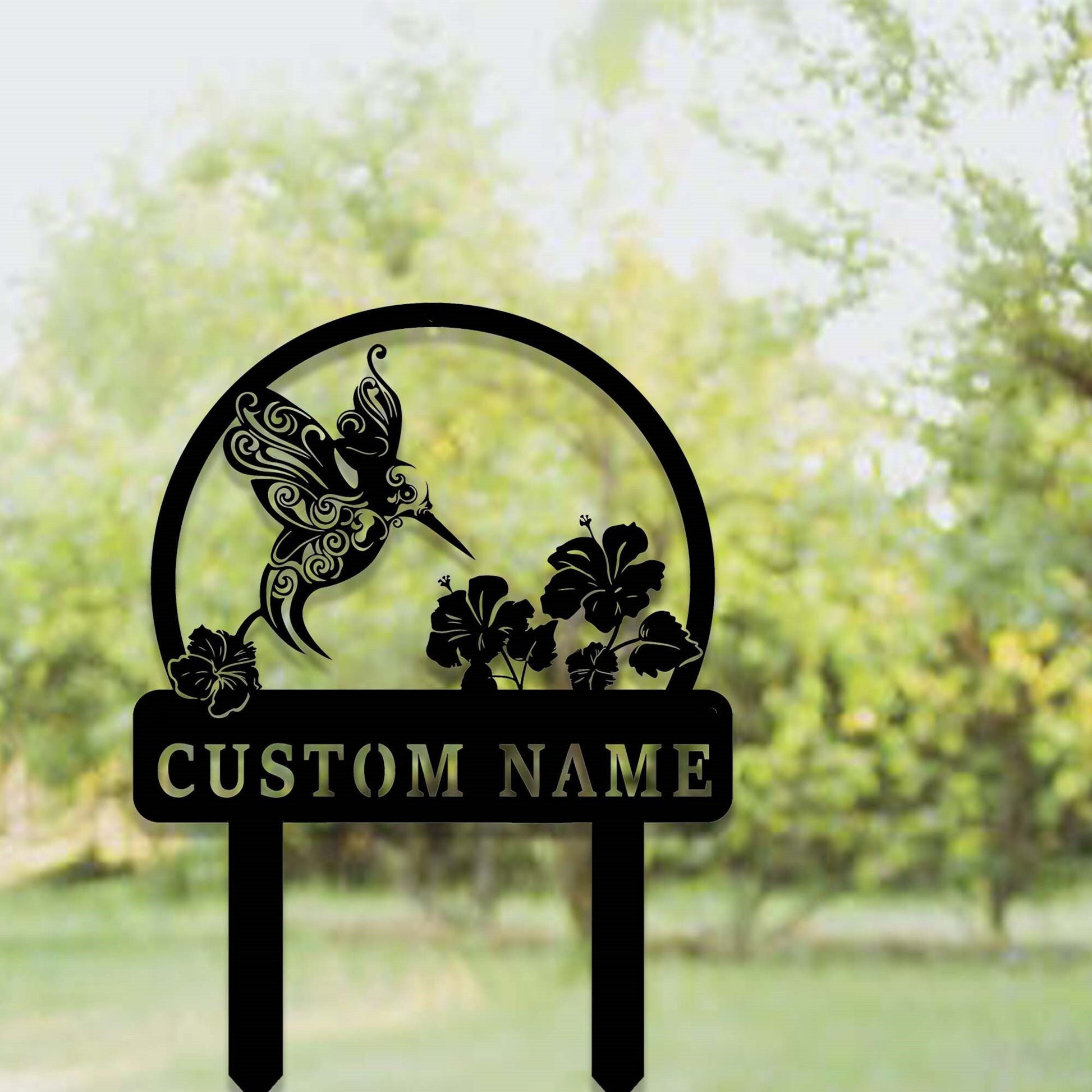 Custom Garden Stake,Metal Hummingbird Garden Stake,Personalized Gardener Name Stake Sign,Garden Decor,Hummingbird Yard Stake,Florists Gift
