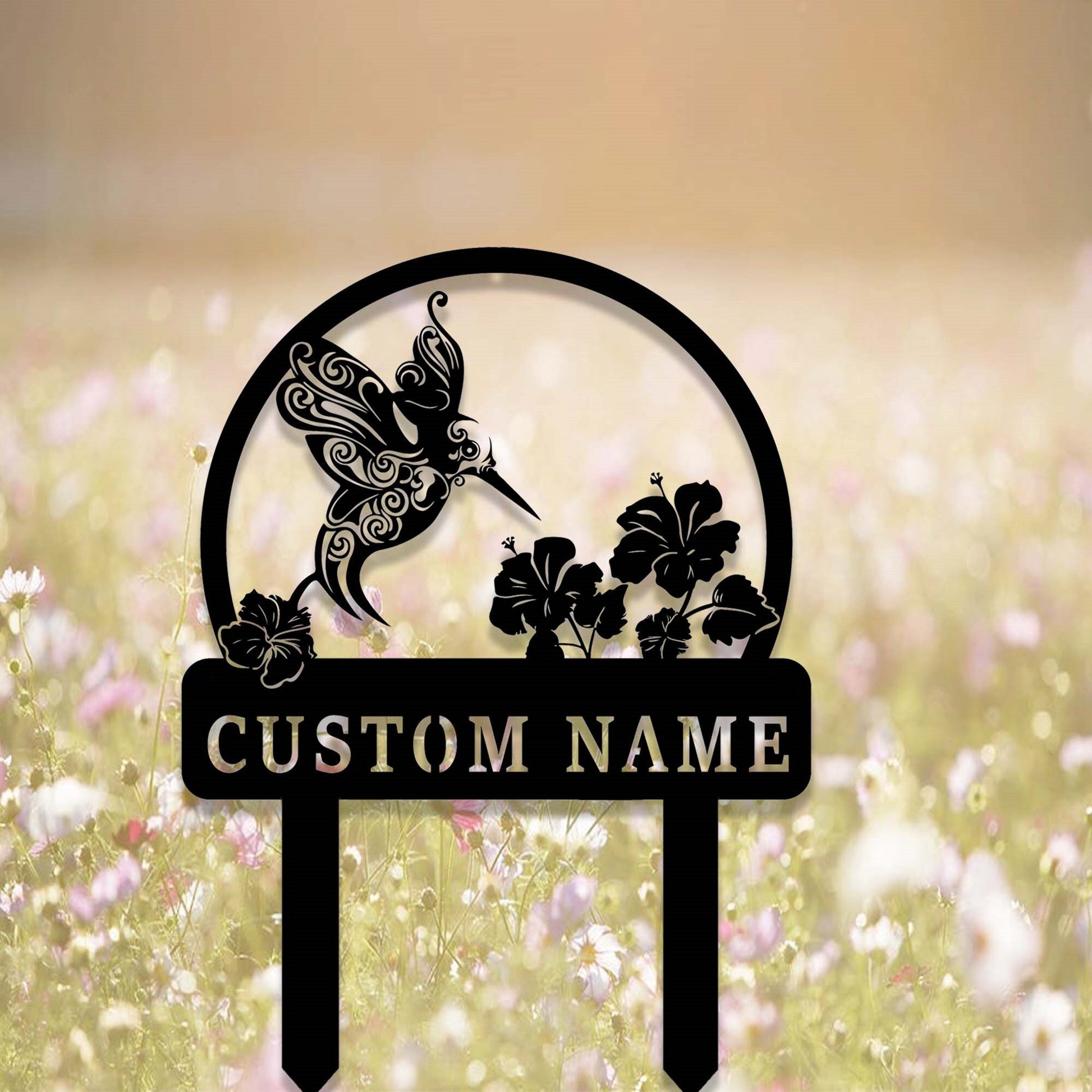 Custom Garden Stake,Metal Hummingbird Garden Stake,Personalized Gardener Name Stake Sign,Garden Decor,Hummingbird Yard Stake,Florists Gift