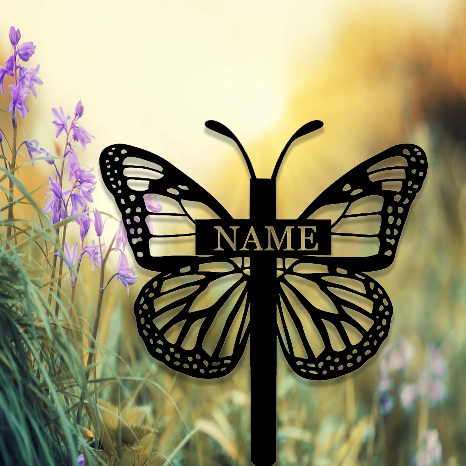 Custom Butterfly Cross Memorial Garden Stake,Personalized Grave Marker,Cemetery,Metal Memorial Cross,Yard Stake,Butterfly Cross Garden Decor