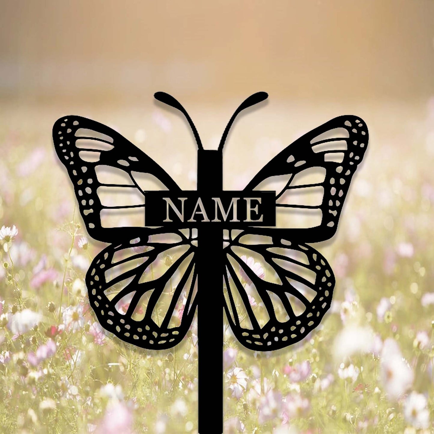 Custom Butterfly Cross Memorial Garden Stake,Personalized Grave Marker,Cemetery,Metal Memorial Cross,Yard Stake,Butterfly Cross Garden Decor